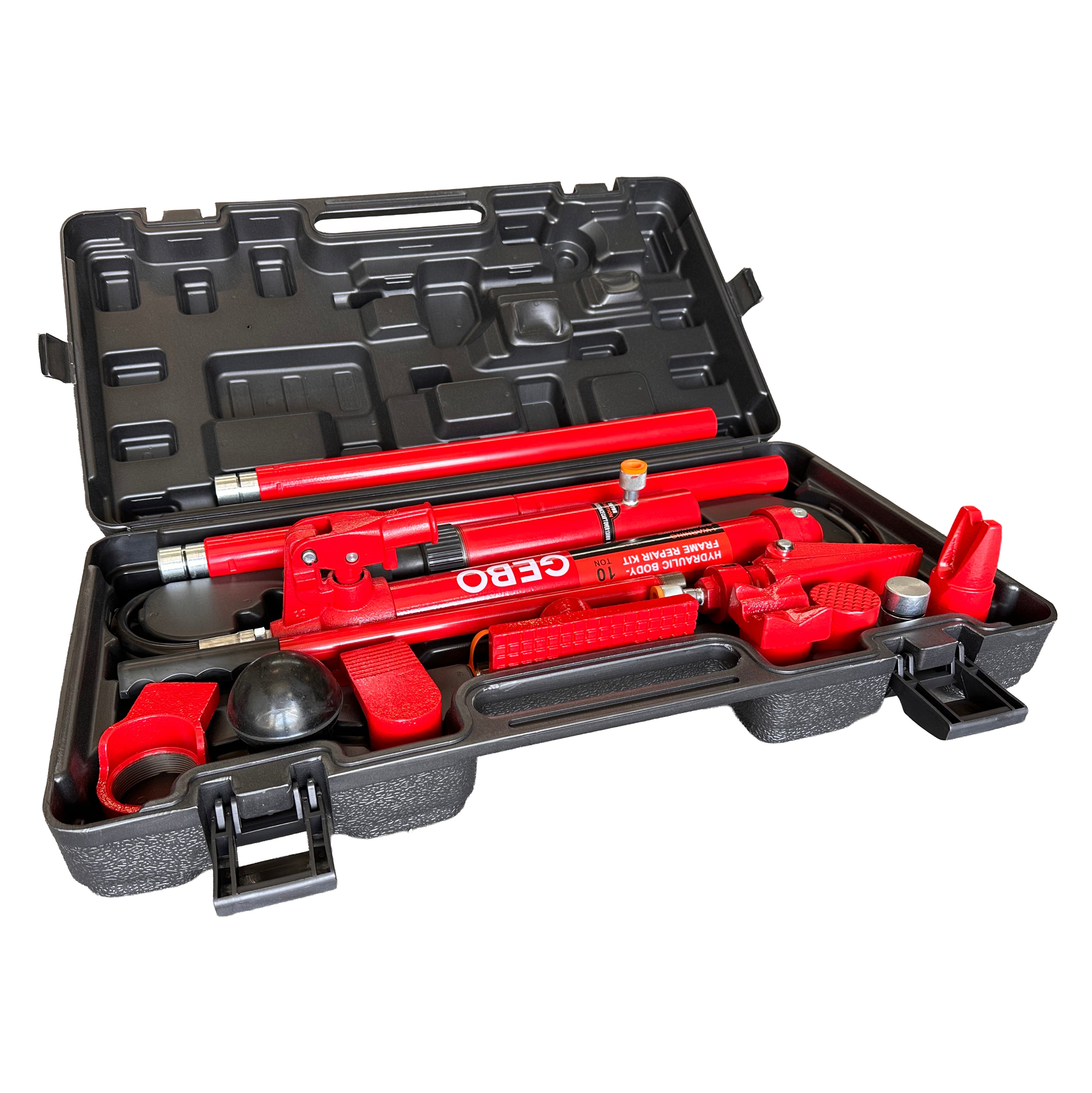 Kit per la raddrizzatura e la rimozione delle ammaccature della carrozzeria, kit per riparazione carrozzeria auto, idraulico, 10 tonnellate, 15 pezzi Gebo Tools