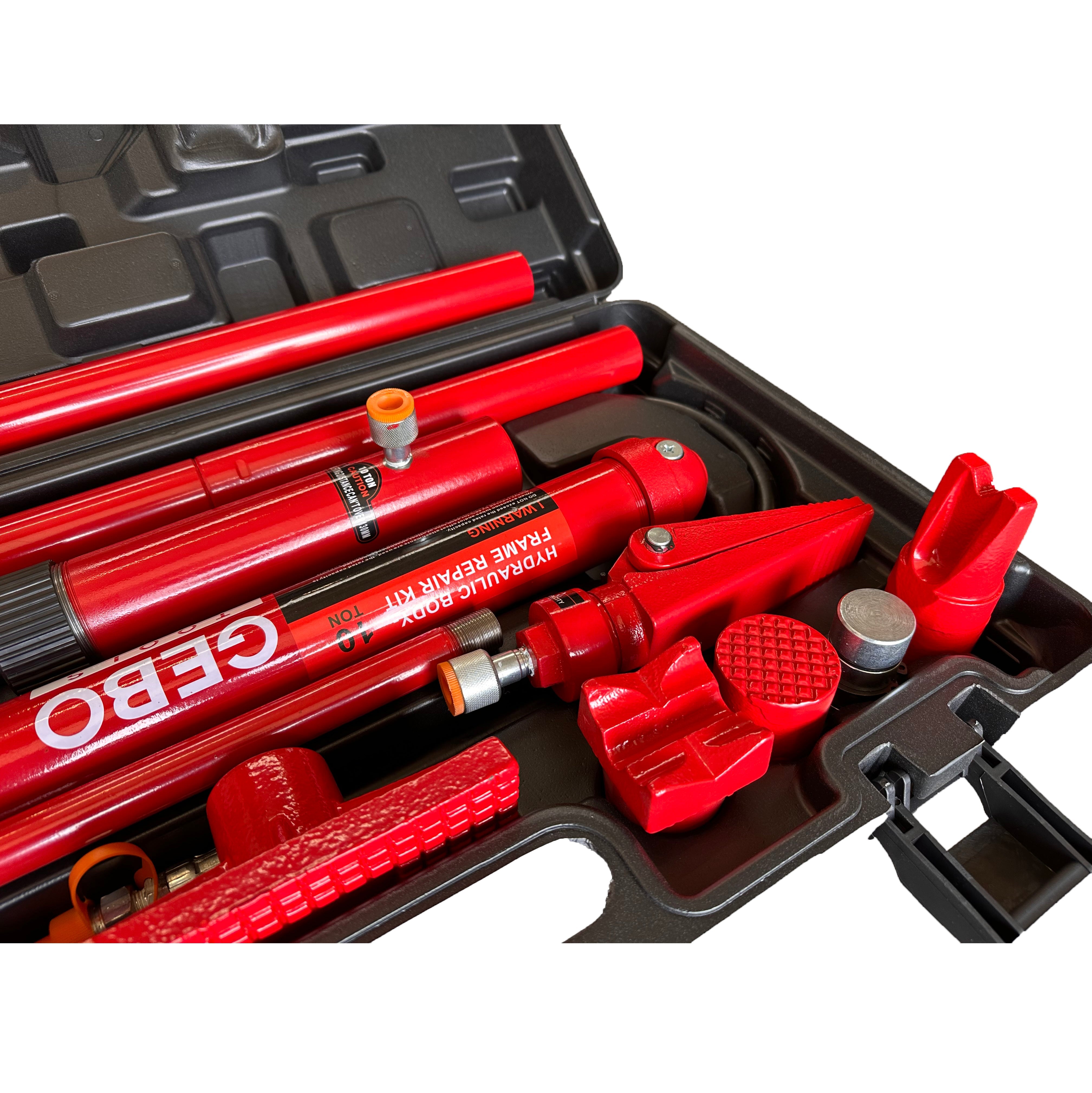 Kit per la raddrizzatura e la rimozione delle ammaccature della carrozzeria, kit per riparazione carrozzeria auto, idraulico, 10 tonnellate, 15 pezzi Gebo Tools