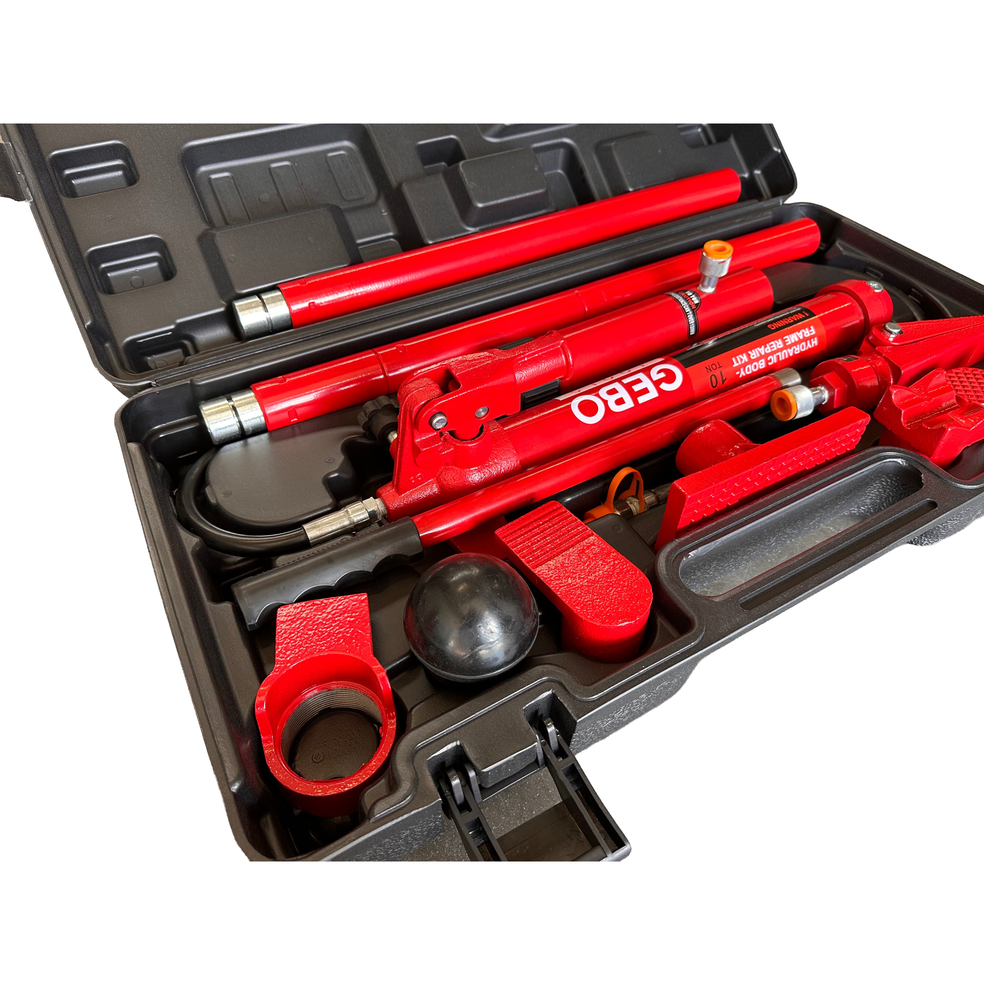 Kit per la raddrizzatura e la rimozione delle ammaccature della carrozzeria, kit per riparazione carrozzeria auto, idraulico, 10 tonnellate, 15 pezzi Gebo Tools
