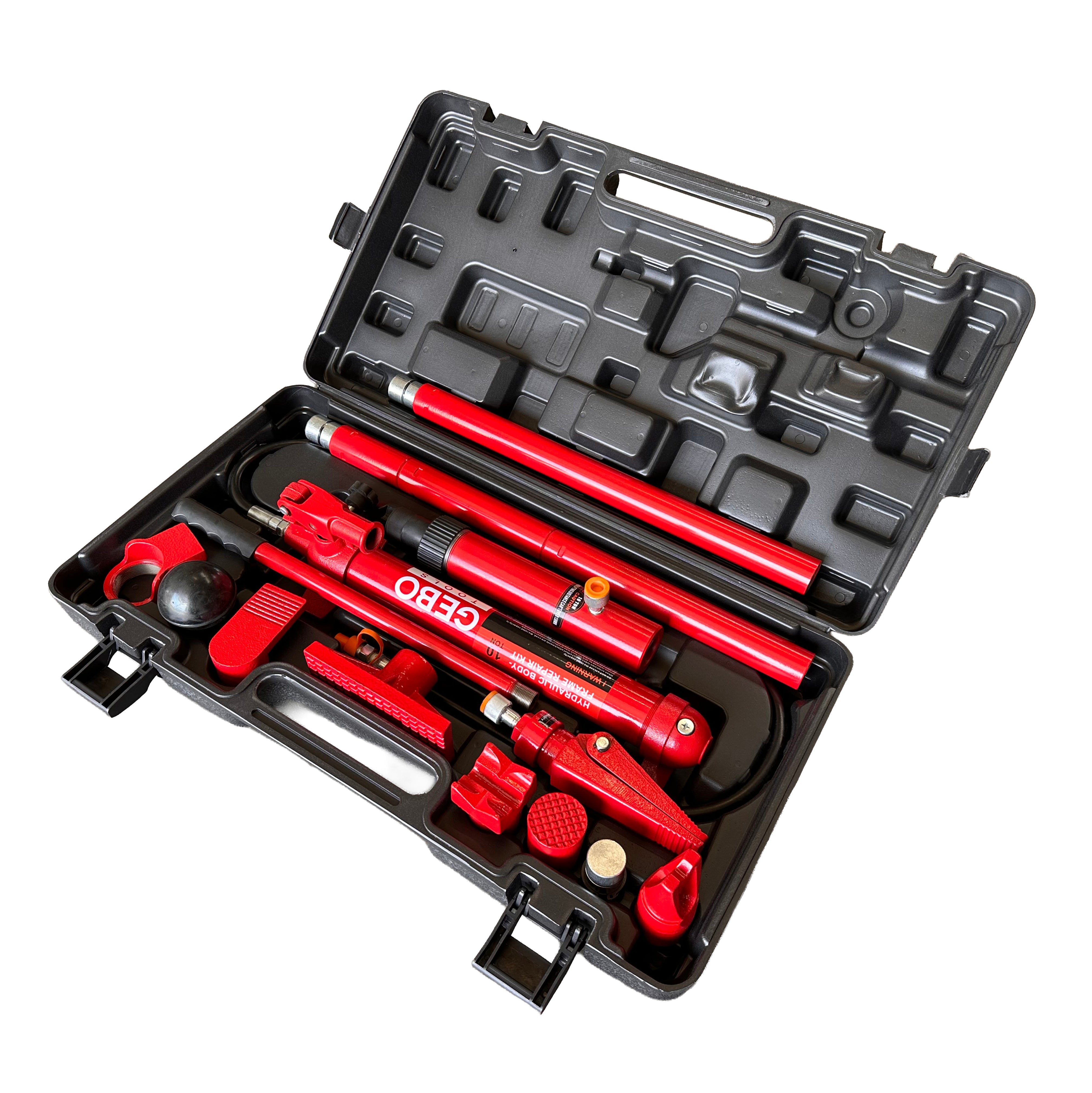 Kit per la raddrizzatura e la rimozione delle ammaccature della carrozzeria, kit per riparazione carrozzeria auto, idraulico, 10 tonnellate, 15 pezzi Gebo Tools