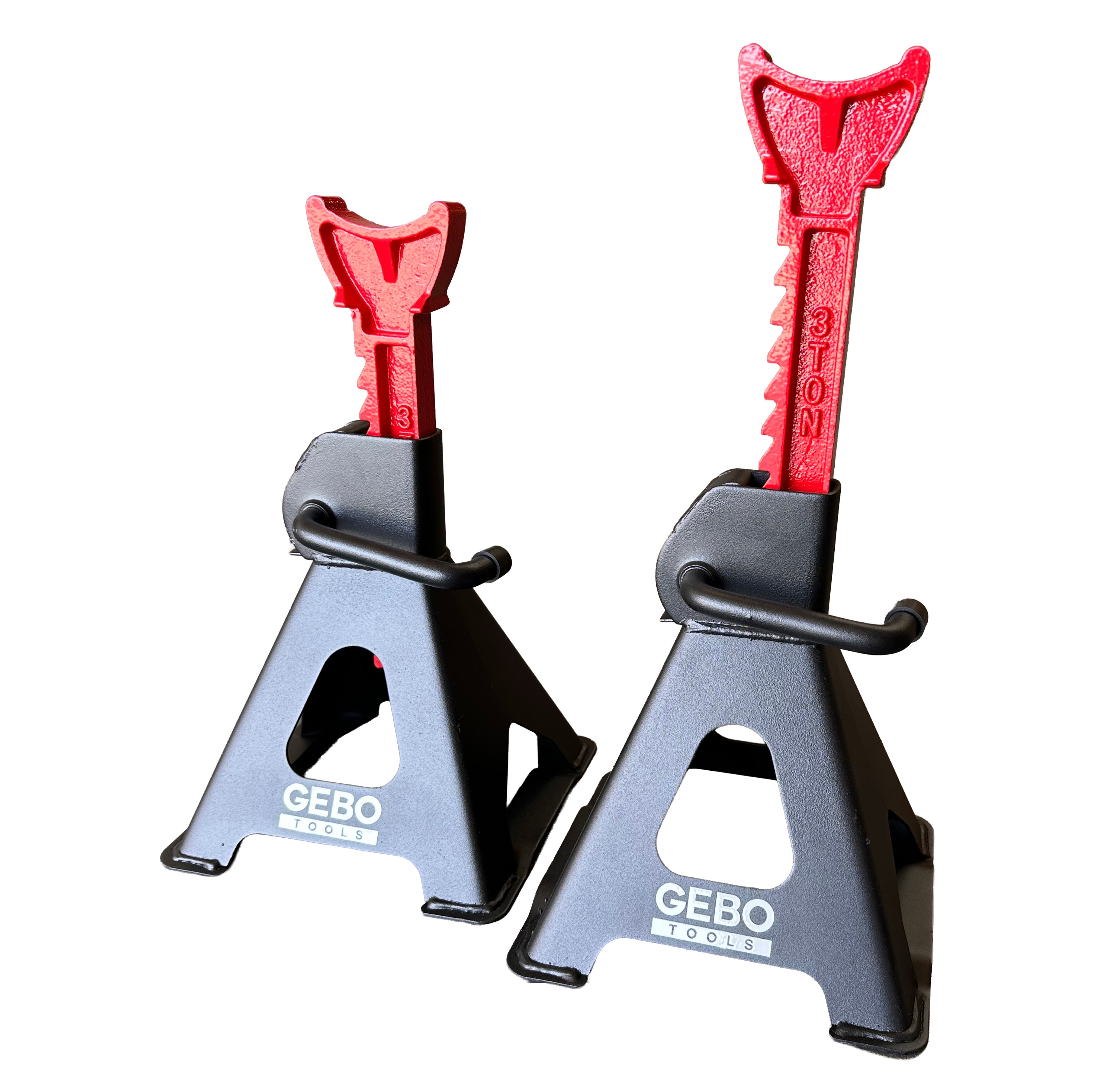 Set di 2 cavalletti auto, cavalletti per carrozzeria, capacità 3 t/coppia, altezza regolabile, coppia di cavalletti per auto, supporti per assale con leva di sicurezza, cavalletti da sostegno officina, fai da te, domestico, garage, moto, Gebo Tools