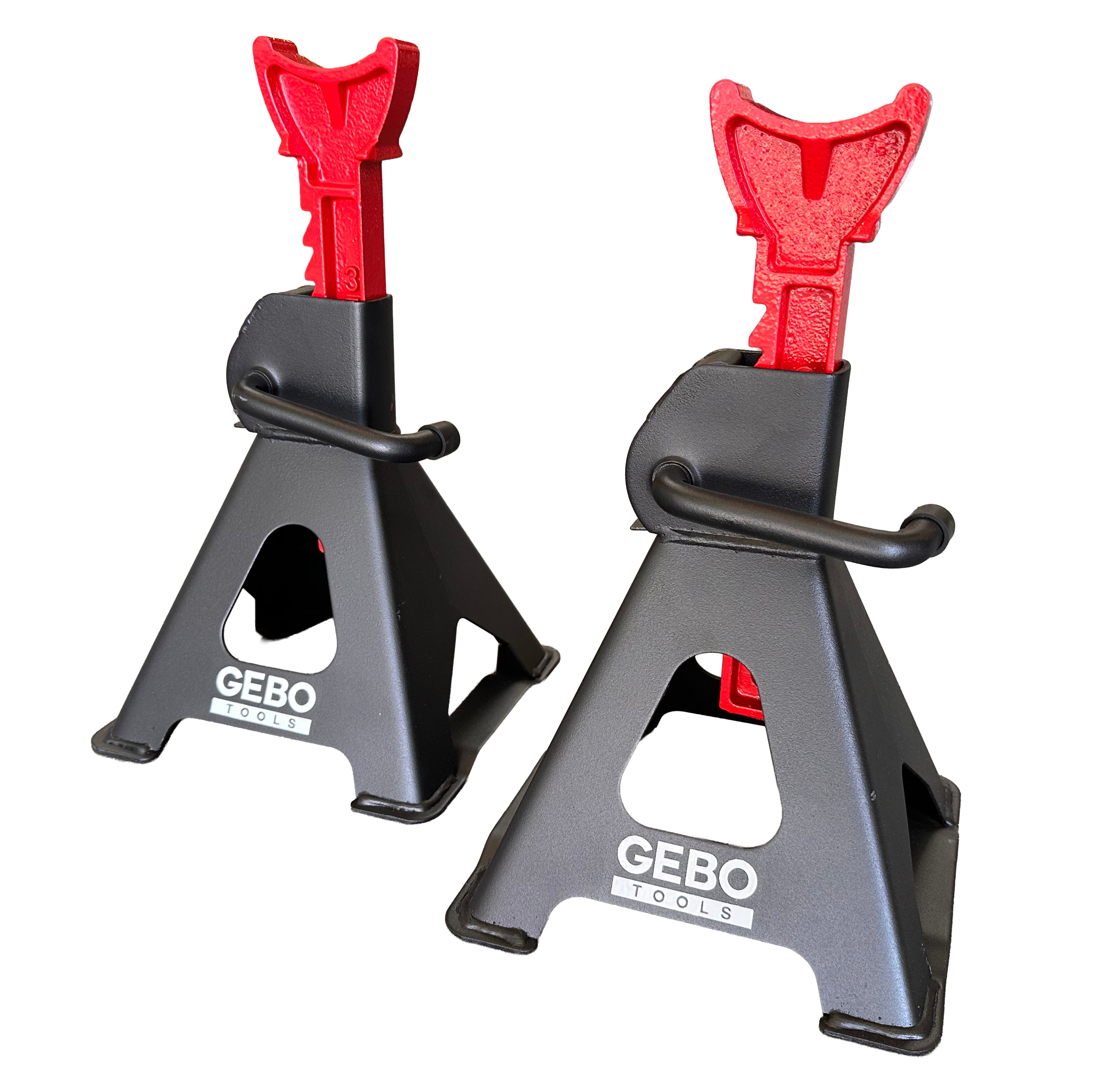Set di 2 cavalletti auto, cavalletti per carrozzeria, capacità 3 t/coppia, altezza regolabile, coppia di cavalletti per auto, supporti per assale con leva di sicurezza, cavalletti da sostegno officina, fai da te, domestico, garage, moto, Gebo Tools
