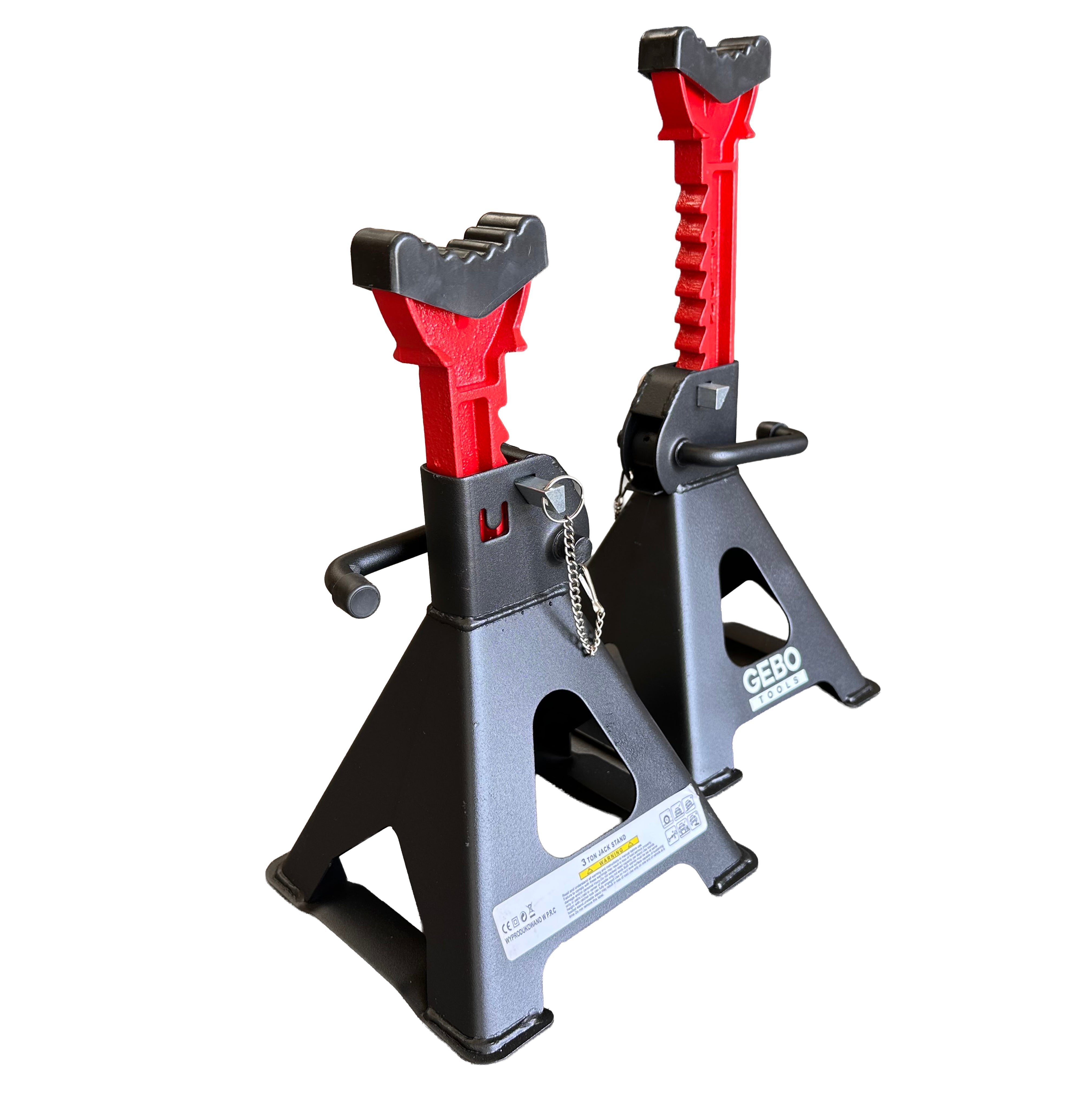 Set di 2 cavalletti auto, cavalletti per carrozzeria, capacità 3 t, altezza regolabile, coppia di cavalletti per auto, supporti per assale con leva di sicurezza, cavalletti da sostegno officina, fai da te, domestico, garage, moto, 29.5-43 cm Gebo Tools