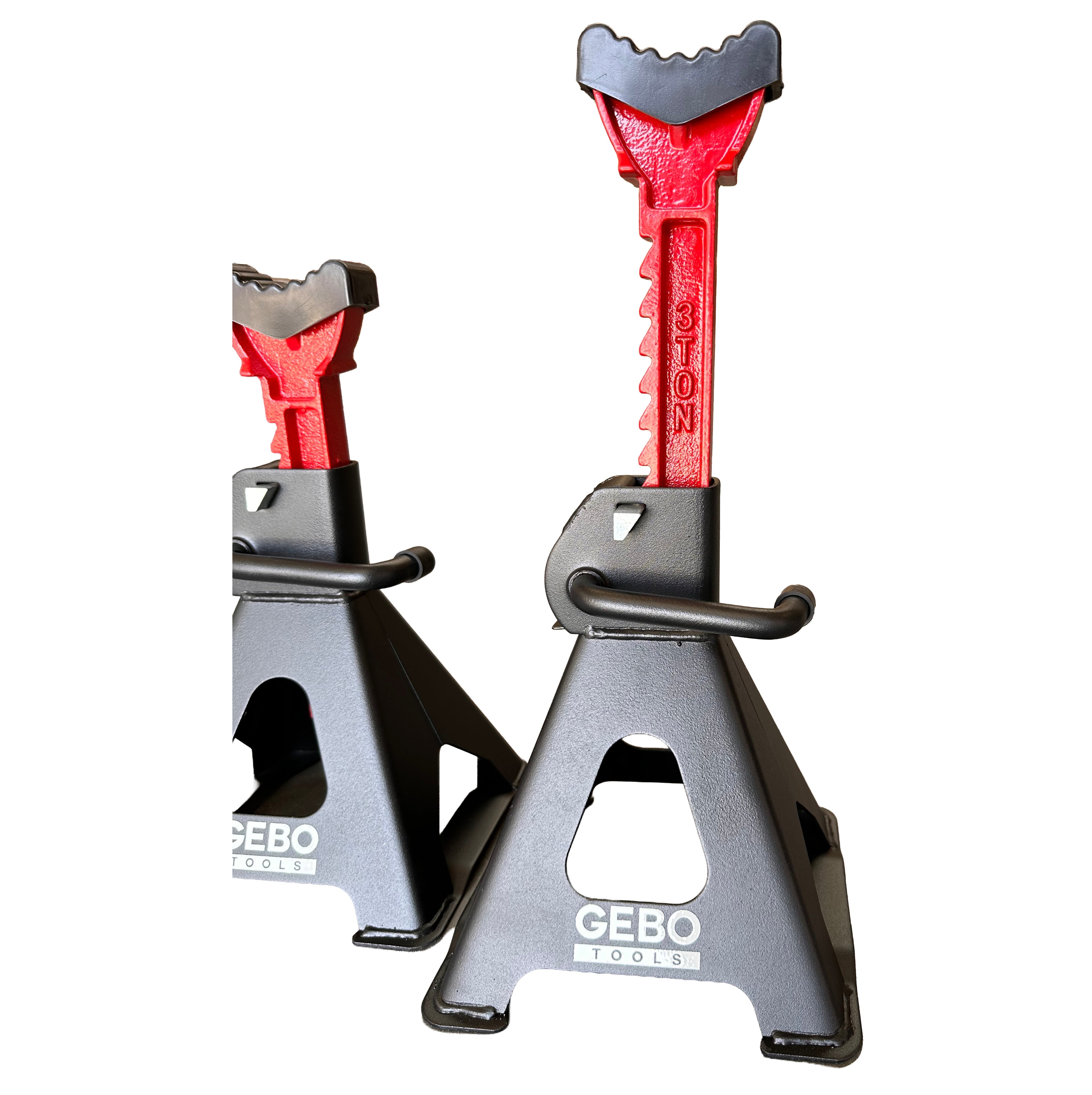 Set di 2 cavalletti auto, cavalletti per carrozzeria, capacità 3 t, altezza regolabile, coppia di cavalletti per auto, supporti per assale con leva di sicurezza, cavalletti da sostegno officina, fai da te, domestico, garage, moto, 29.5-43 cm Gebo Tools