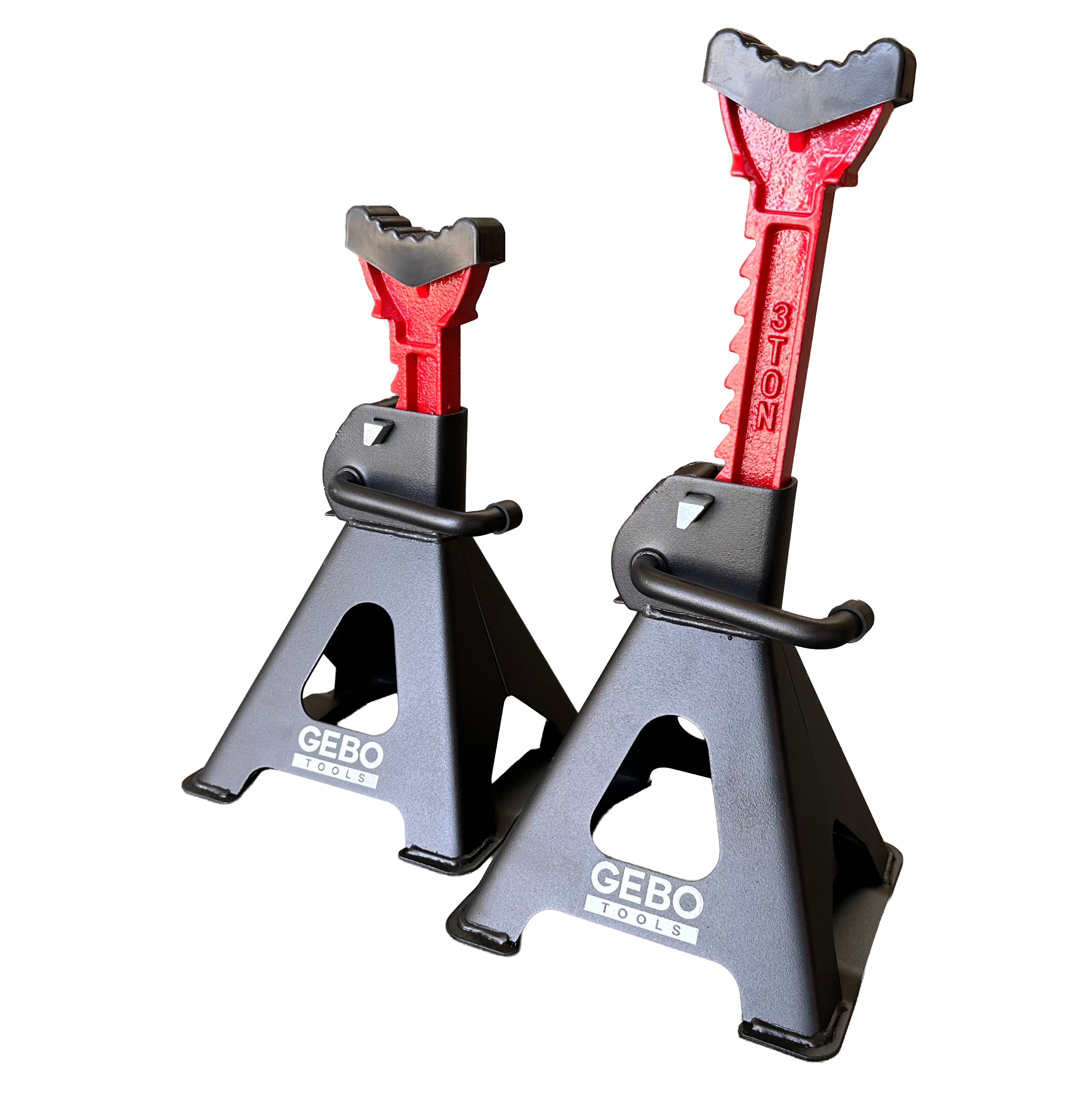 Set di 2 cavalletti auto, cavalletti per carrozzeria, capacità 3 t, altezza regolabile, coppia di cavalletti per auto, supporti per assale con leva di sicurezza, cavalletti da sostegno officina, fai da te, domestico, garage, moto, 29.5-43 cm Gebo Tools
