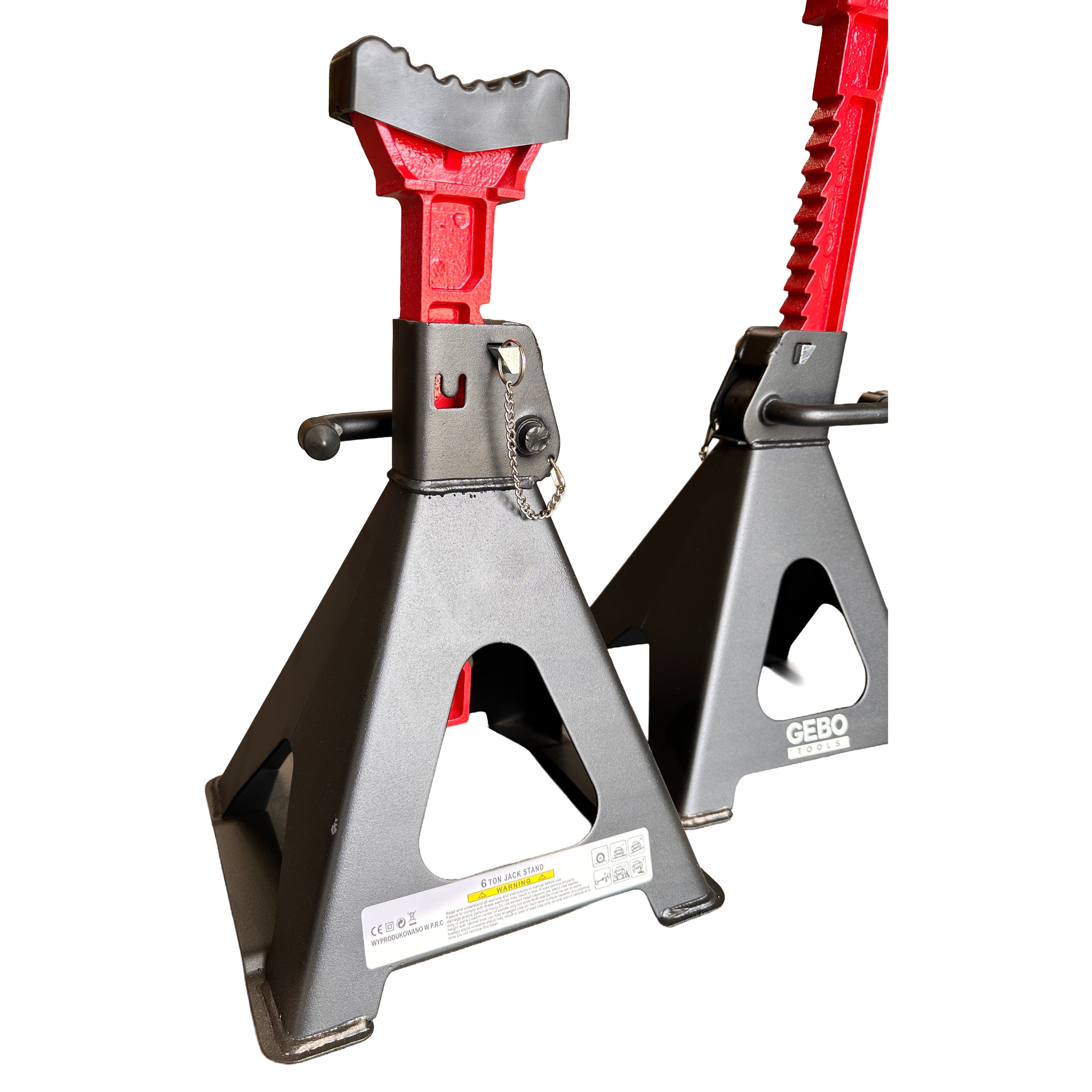 Set di 2 cavalletti auto, cavalletti per carrozzeria, capacità 6 t, altezza regolabile, coppia di cavalletti per auto, supporti per assale con leva di sicurezza, cavalletti da sostegno officina, fai da te, domestico, garage, moto, 39-60 cm Gebo Tools