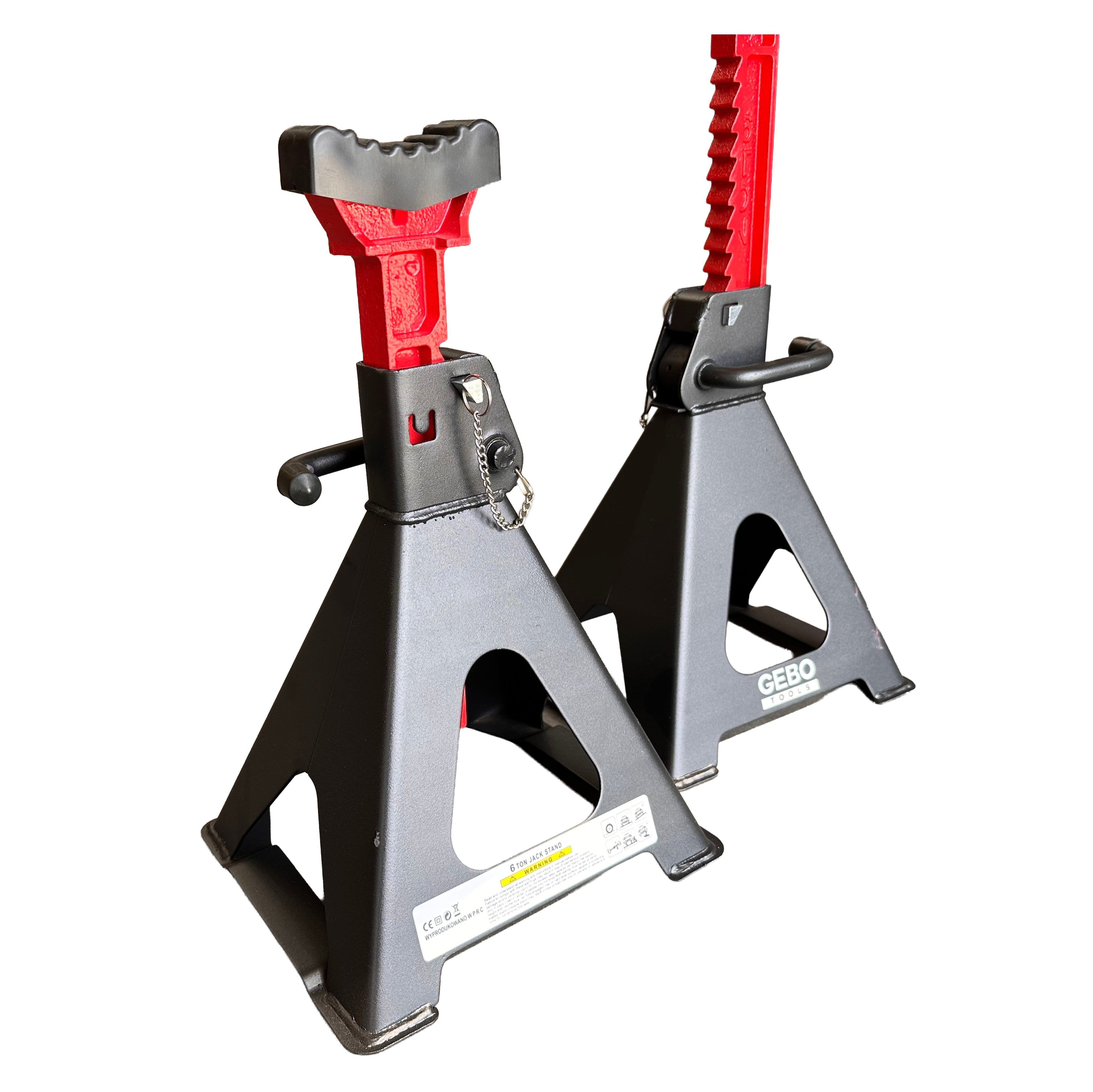 Set di 2 cavalletti auto, cavalletti per carrozzeria, capacità 6 t, altezza regolabile, coppia di cavalletti per auto, supporti per assale con leva di sicurezza, cavalletti da sostegno officina, fai da te, domestico, garage, moto, 39-60 cm Gebo Tools