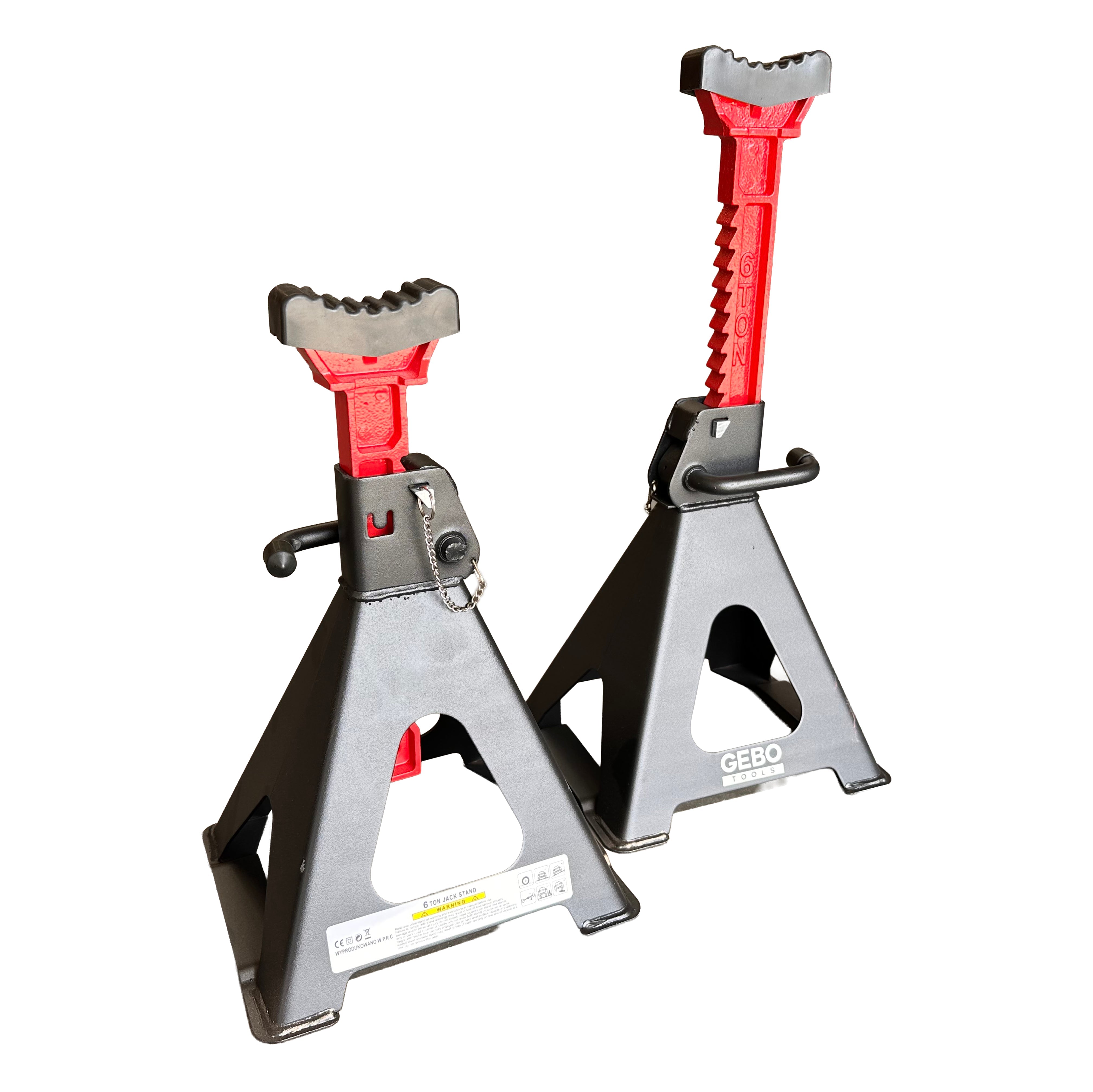 Set di 2 cavalletti auto, cavalletti per carrozzeria, capacità 6 t, altezza regolabile, coppia di cavalletti per auto, supporti per assale con leva di sicurezza, cavalletti da sostegno officina, fai da te, domestico, garage, moto, 39-60 cm Gebo Tools