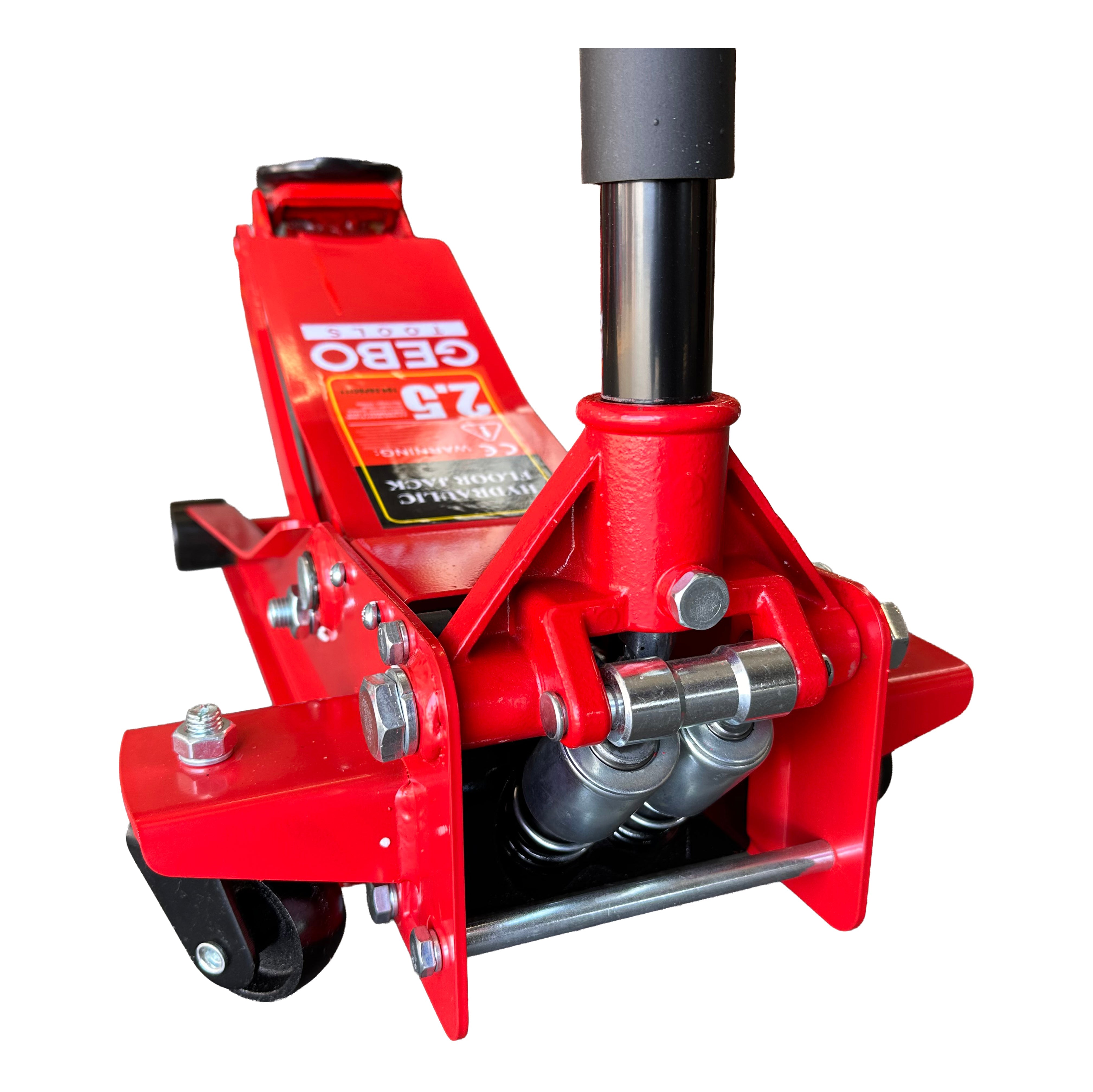 Cric idraulico 2,5t ribassato – sollevatore per auto con ruote orientabili a doppio cilindro, Gebo Tools