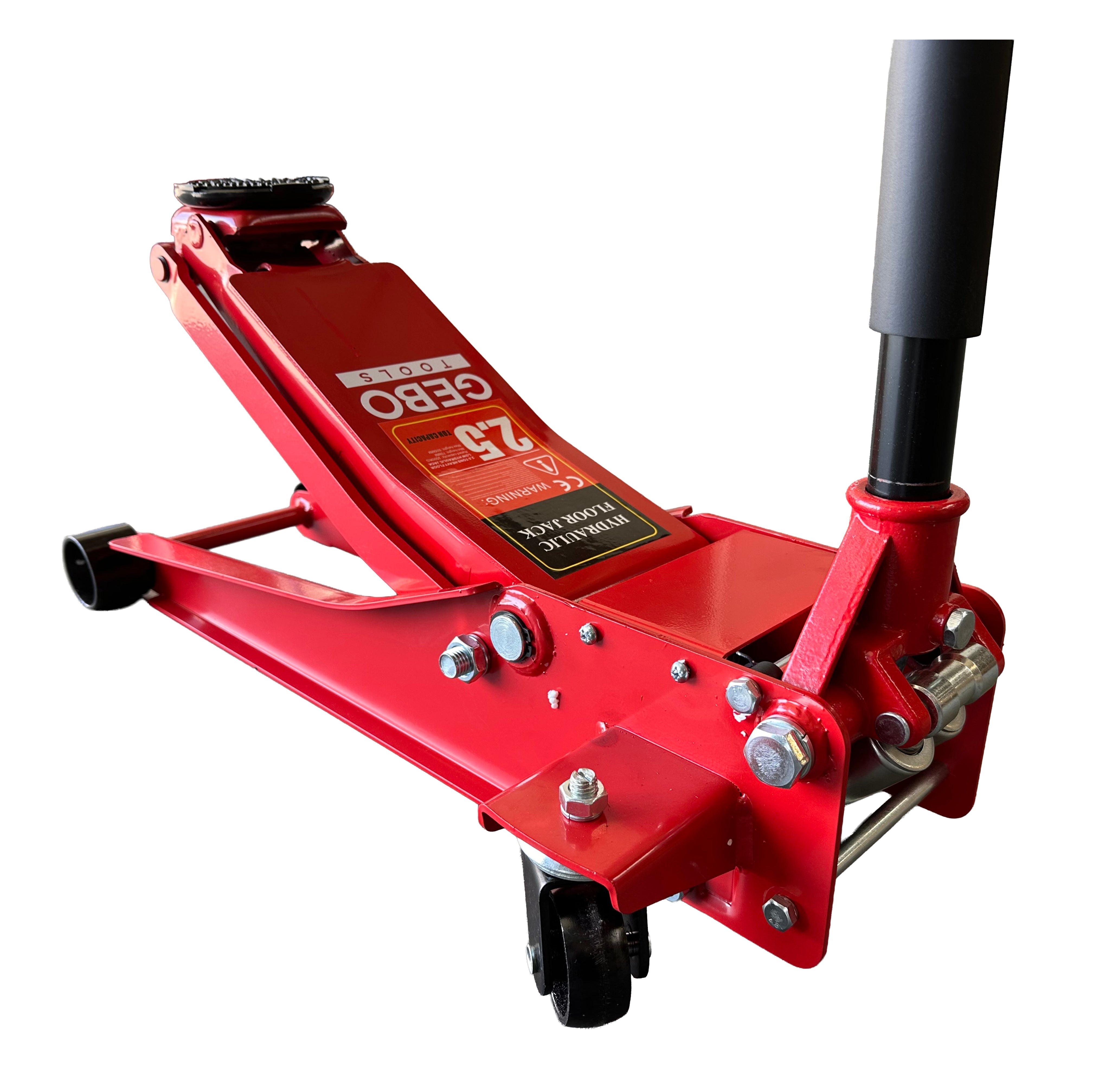 Cric idraulico 2,5t ribassato – sollevatore per auto con ruote orientabili a doppio cilindro, Gebo Tools