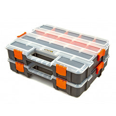 Valigetta in plastica portaminuteria doppia,organizer portautensili, 35.5x29x6.7 cm