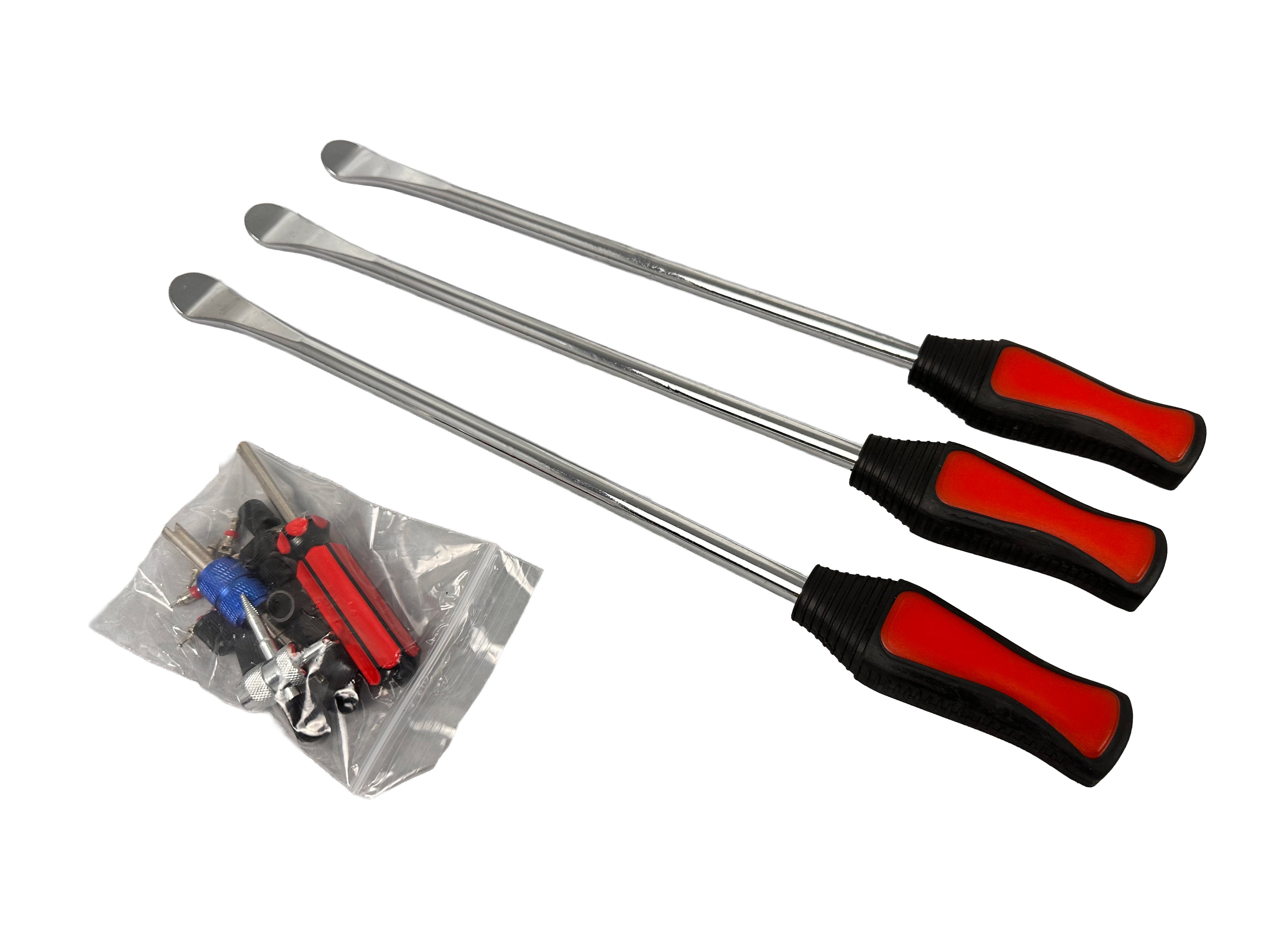 Leva a cucchiaio in acciaio kit, leva di montaggio per pneumatici, set leve smontagomme con 3 cerchioni protettivi, per cambio dei pneumatici moto e biciclette, 22 pezzi Gebo Tools