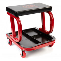 Sgabello per officina con ruote, sgabello di montaggio, carrello meccanico con ripiano porta-attrezzi a 3 scomparti, sgabello da officina su ruote, sgabello meccanico garage, Hbm