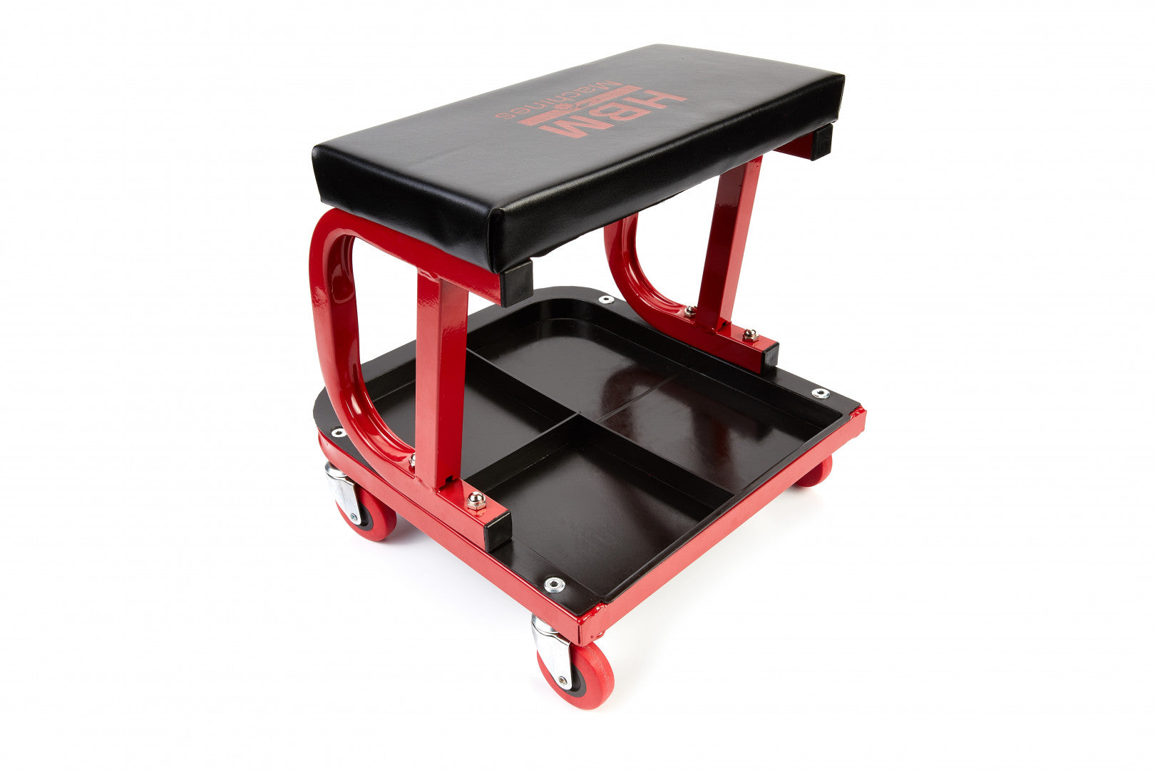 Sgabello per officina con ruote, sgabello di montaggio, carrello meccanico con ripiano porta-attrezzi a 3 scomparti, sgabello da officina su ruote, sgabello meccanico garage, Hbm