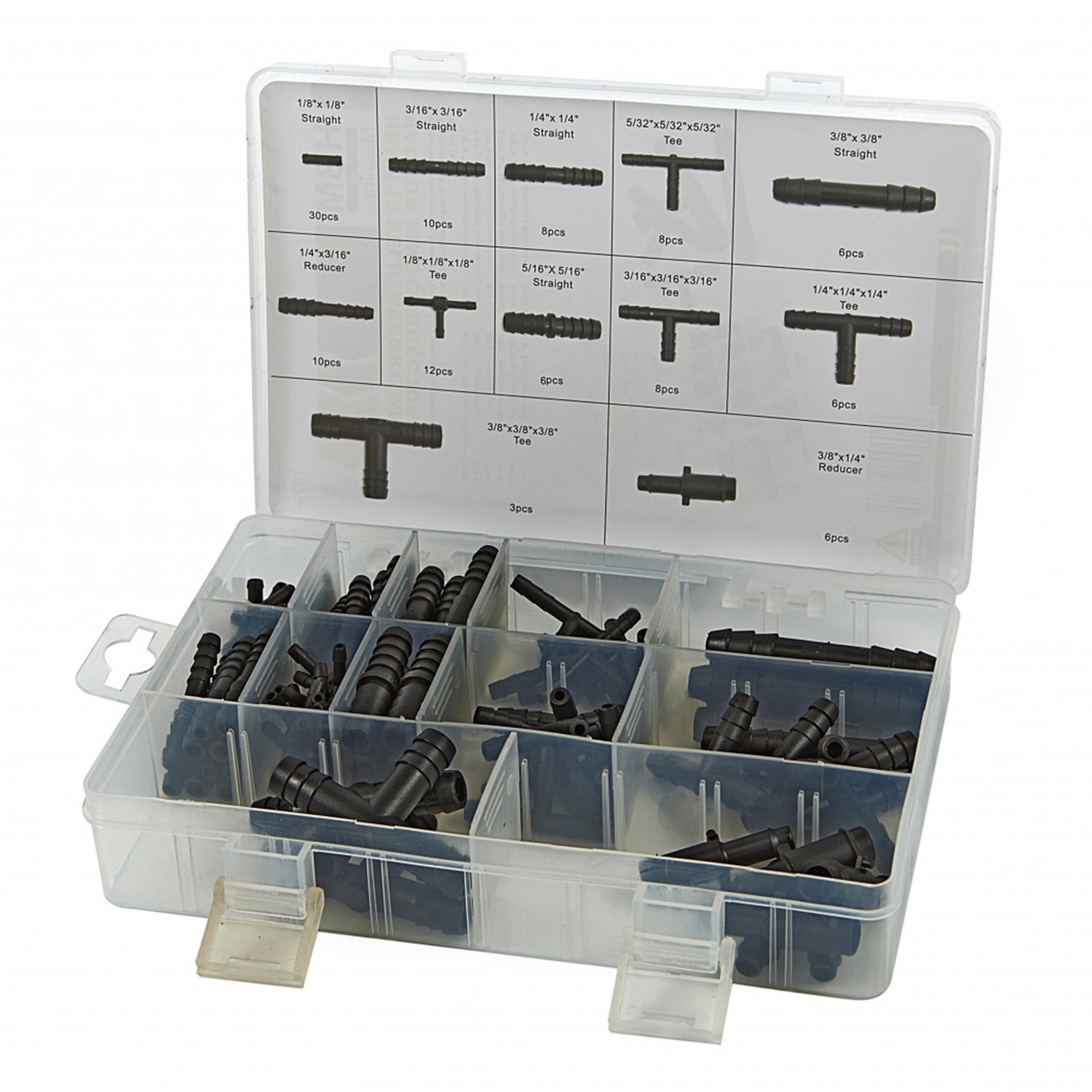 Kit assortimento connettori sottovuoto efficiente per manutenzione e sostituzione, kit di 113 connettori per vuoto spinati, tra cui raccordo a T, riduttore e connettori dritti per sostituire i tubi di aspirazione
