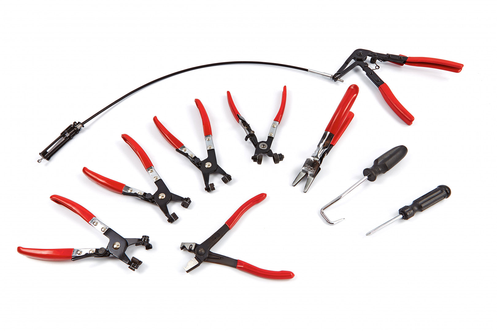 Pinza fascette auto, set di pinze per fascette stringitubo per riparazione auto, kit pinze per fascette e morsetti impianti auto 9 pz c/valigetta plastica