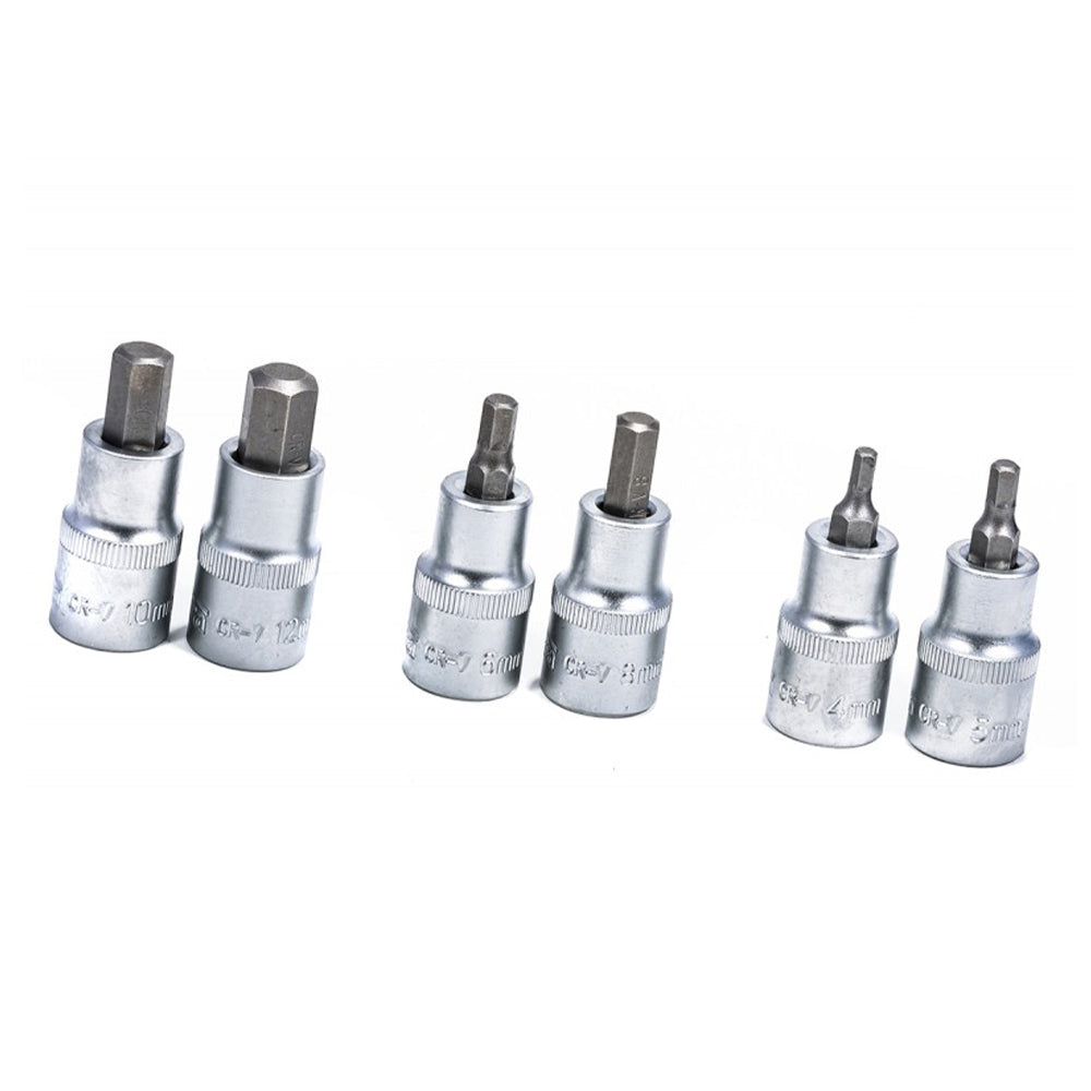 Set di bussole esagonali 1/2" e set di bit CR-V, lunghi e corti, H4-H12, 12 pezzi