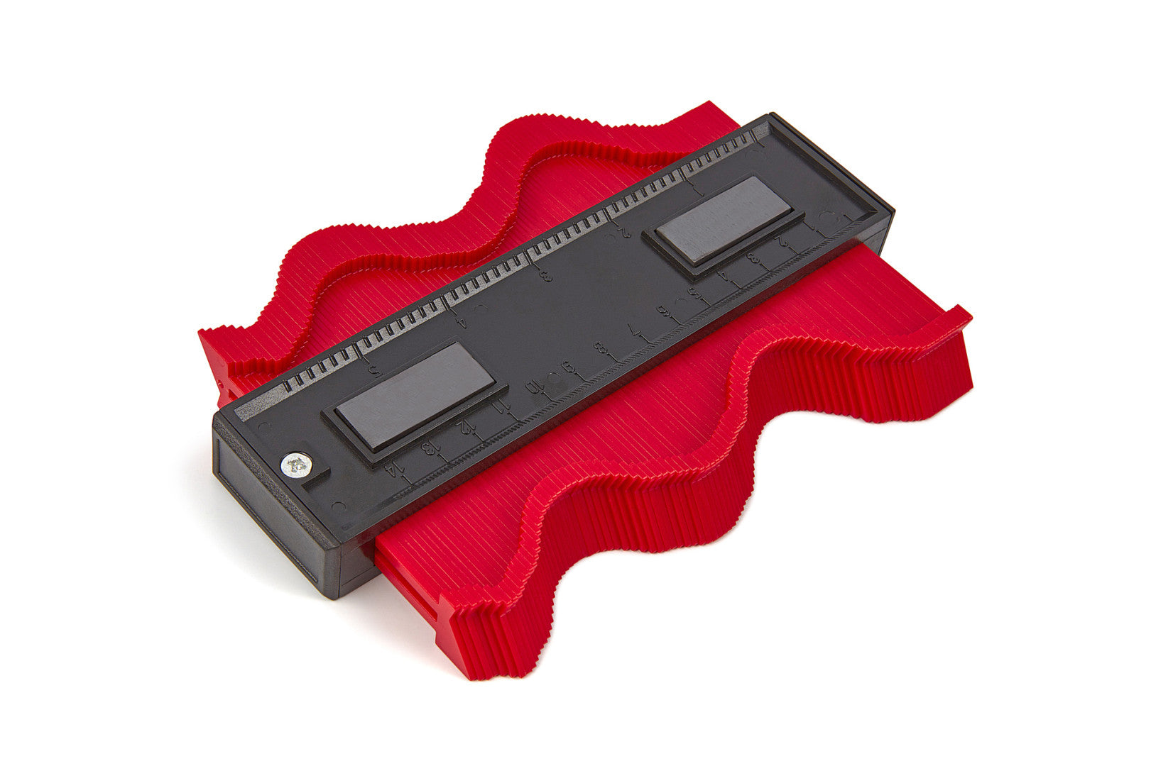 Calibro per contorni, 285 × 100 × 20 mm, stencil universale, duplicatore di profili per copiare forme irregolari con precisione, per facilitare il trasferimento di contorni, con scala graduata e supporto magnetico, per posa a pavimento