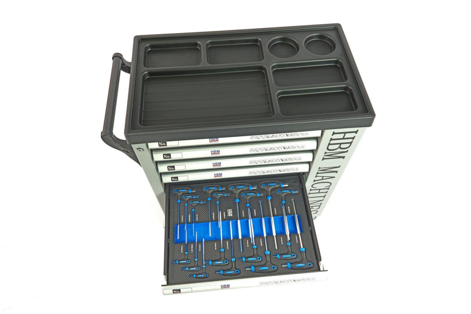 Carrello completo di attrezzi set 245 pezzi con 7 cassetti 6 scomparti e ruote da officina Carbon premium Olanda