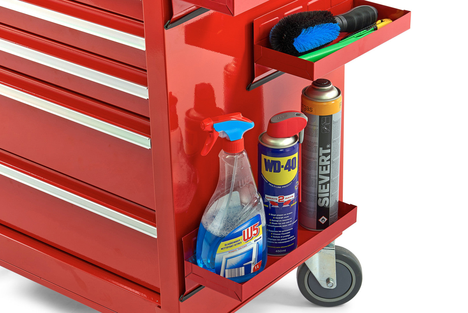 Carrello portautensili con 4 cassetti, cassetti con cuscinetti magnetici; 4 ruote, carrello porta attrezzi, rosso