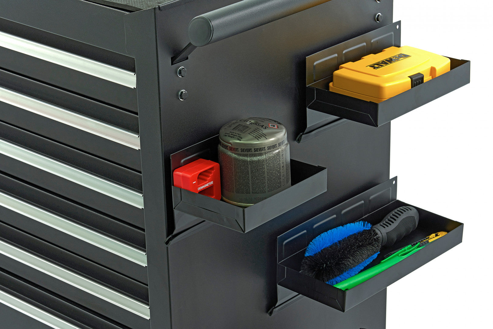 Porta attrezzi magnetico - portautensili - supporto per garage officina, 4 mensole magnetiche nere per armadio carrello portautensili HBM Olanda