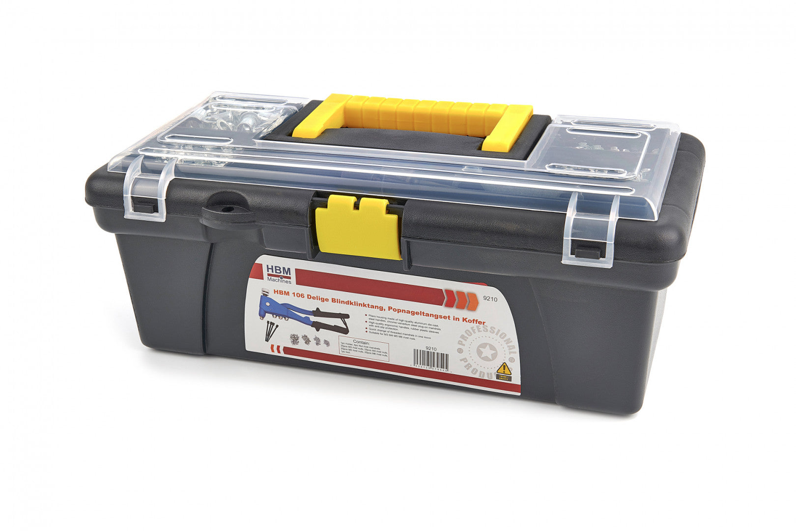 Rivettatrice a mano per inserti filettati M3-M6, rivettatrice manuale, set con 100 dadi per rivetti, Hbm Machines Olanda