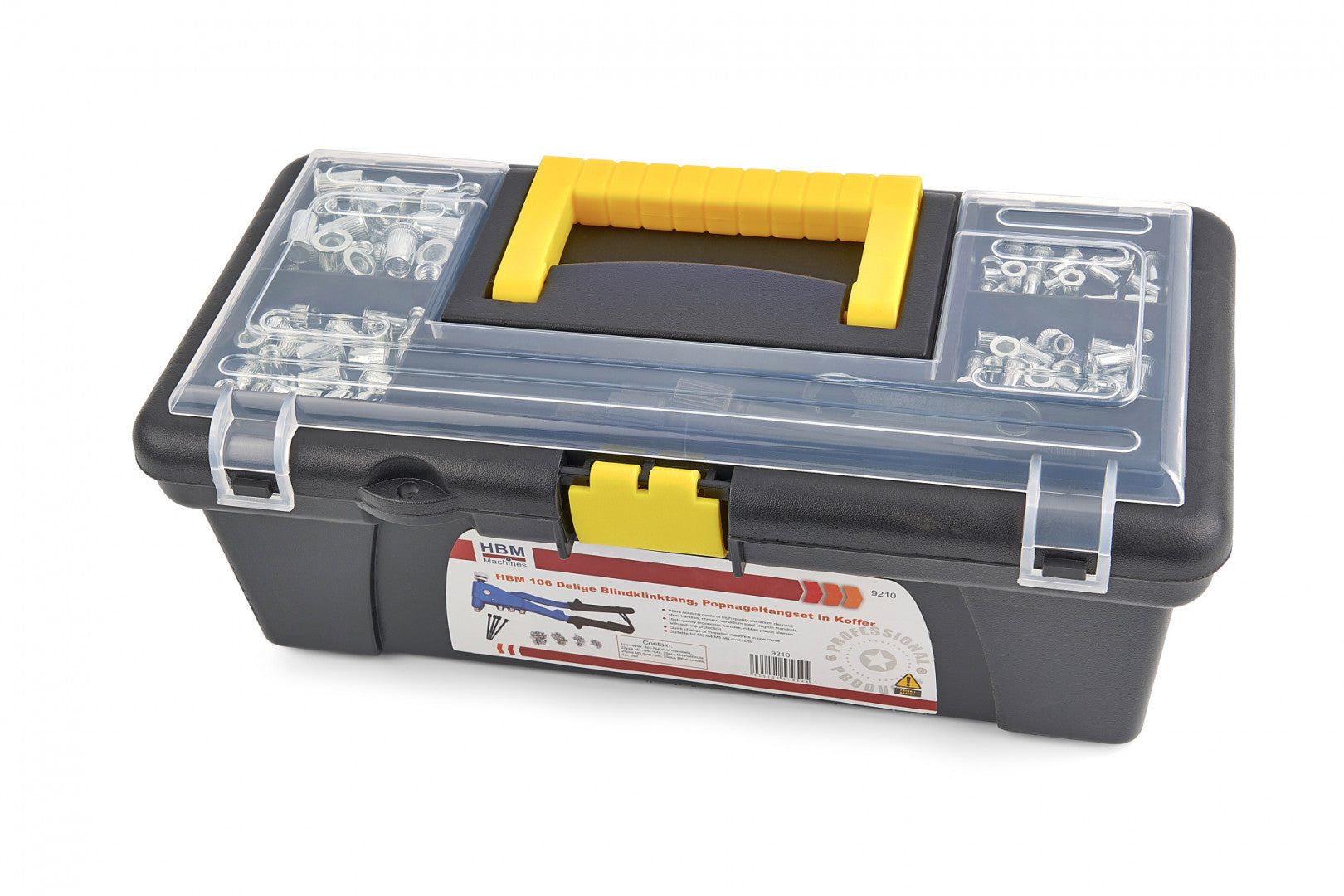 Rivettatrice a mano per inserti filettati M3-M6, rivettatrice manuale, set con 100 dadi per rivetti, Hbm Machines Olanda