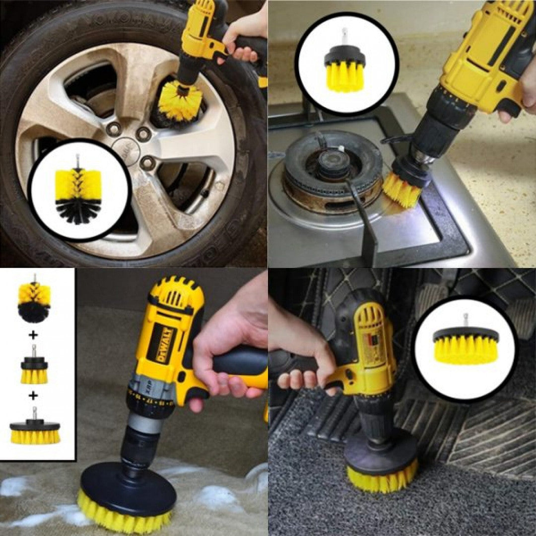 Set spazzole con adattatore per trapano elettrico, set di pulizia con setola rigide, 4 pezzi