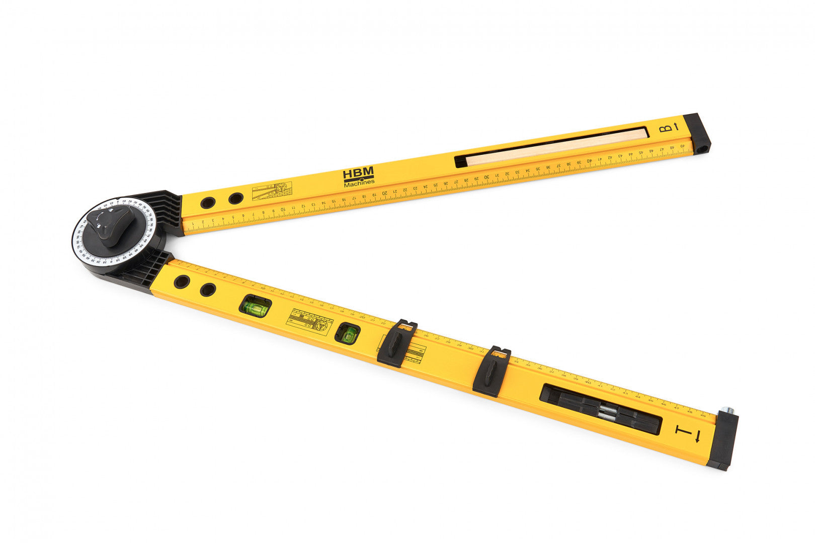 Squadra combinata regolabile, righello per angolo, righello combinato con bolla, squadrette da carpentieri, strumento di misurazione multifunzionale, squadra regolabile multiuso combinata con livella a bolla, 2 x 500 mm Hbm