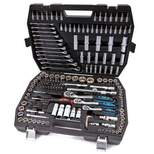 Valigetta utensili professionale 216 pezzi, serie di chiavi a bussola, con cricchetti, in acciaio Cr-V, prolunghe, kit attrezzi per auto, officina fai-da-te