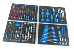 Set di inserti per 4 cassetti con 154 utensili di alta qualità, blu