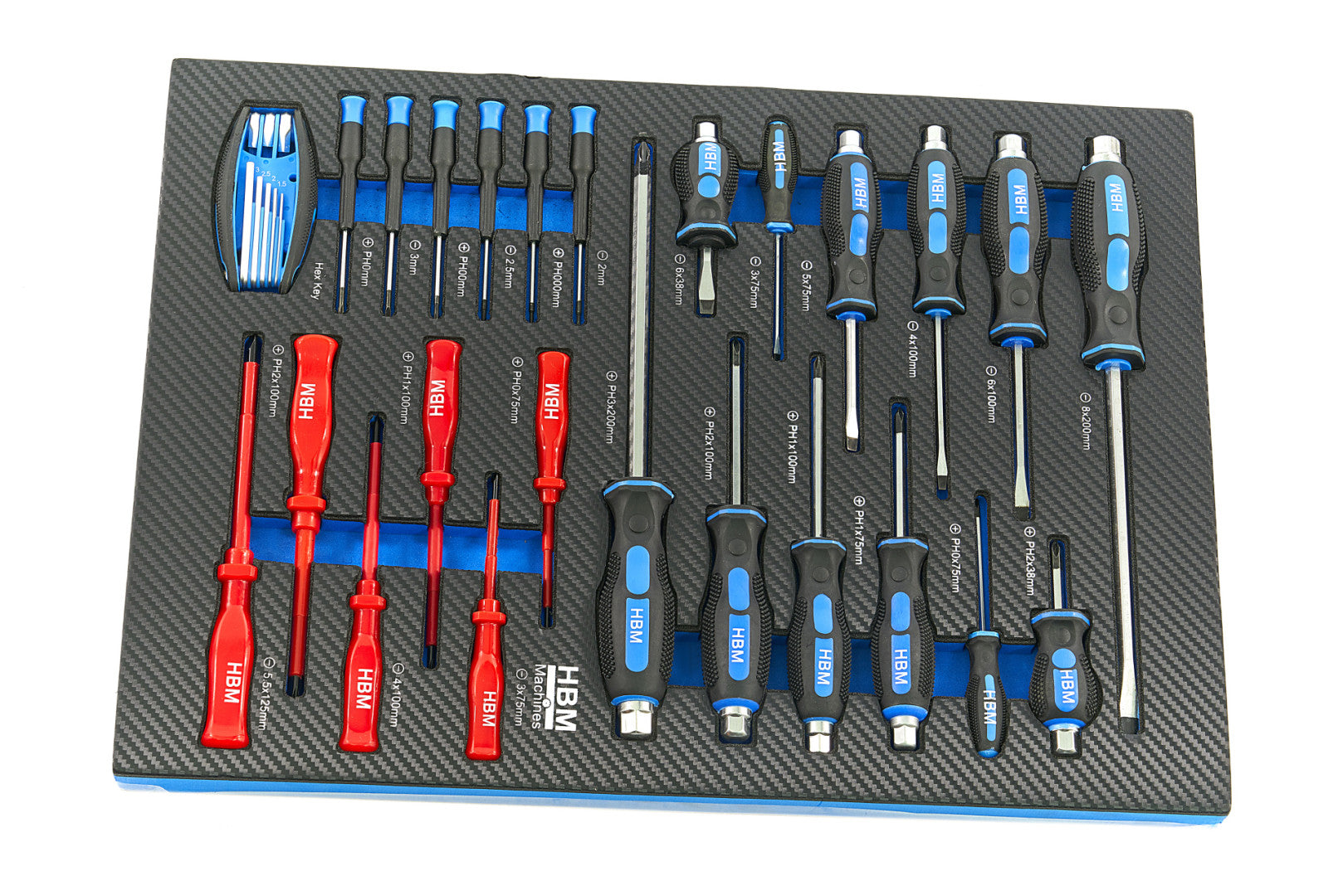 Set di inserti per 4 cassetti con 154 utensili di alta qualità, blu
