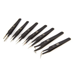 Set pinzette di precisione antimagnetiche ESD, 9 pezzi in acciaio inossidabile con custodia – per elettronica, gioielli, laboratorio e riparazioni di circuiti, 7 pezzi Hbm