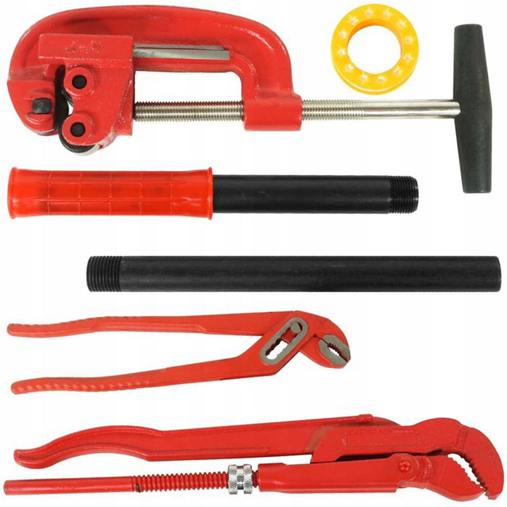 Filiera manuale a cricco, set per filettatura tubi idraulici 1/4" - 1.1/4", filettatrice, con prolunga