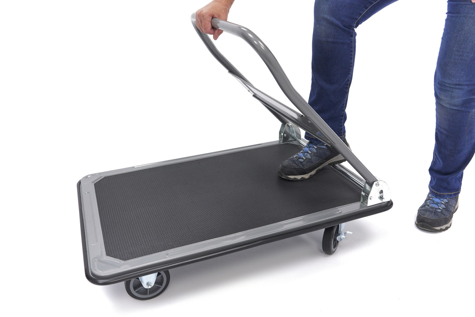Piattaforma carrello pieghevole per carichi pesanti 350 kg a una mano, carrello con ruote freno
