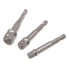 Adattatore per chiavi a bussola e inserti, 3 pezzi, adattatore esagonale da 1/4” su 1/4”, 3/8”, 1/2”, per trapano e avvitatore, chiave a impatto, HBM