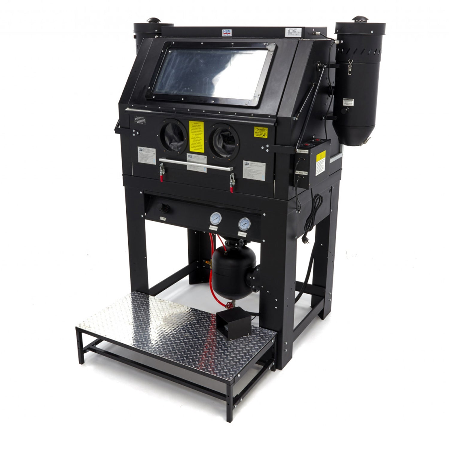 Cabina di sabbiatura/sabbiatrice a pressione professionale con doppio aspiratore, con 2 estrattori SBC 990 litri