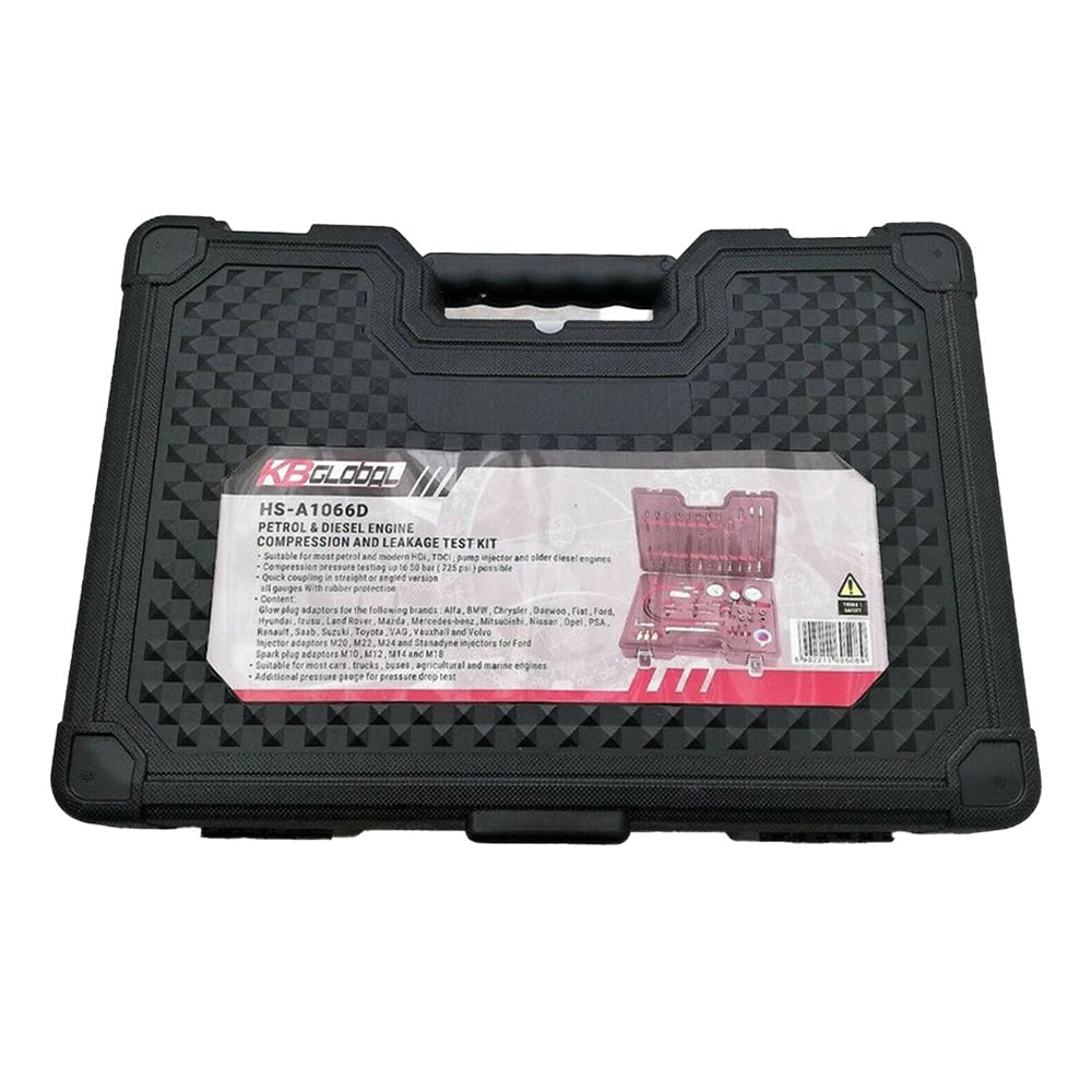 Compressione e perdita di kompressiontester set per benzina motore diesel, set di tester di compressione professionale per auto, tester di perdita di pressione per motori diesel e benzina con adattatore per auto, camion, moto