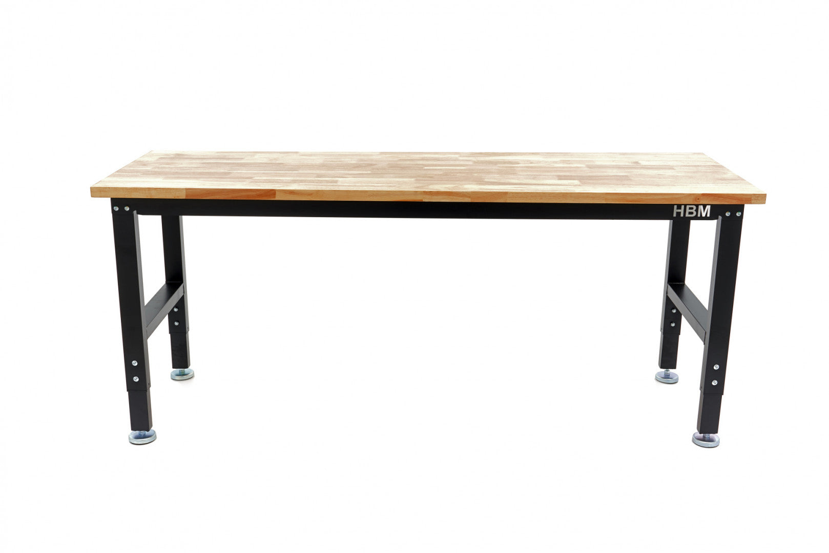 Banco da lavoro regolabile in altezza fino 98.5 cm-tavolo da lavoro in legno massiccio 152 cm HBM Machines con capacità 900 kg e con piedi per officina garage ufficio domestico