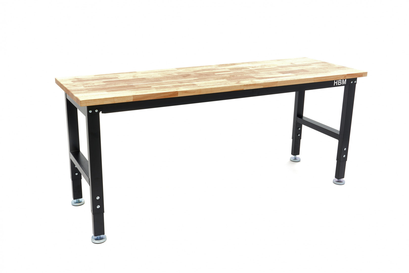 Banco da lavoro regolabile in altezza fino 98.5 cm-tavolo da lavoro in legno massiccio 152 cm HBM Machines con capacità 900 kg e con piedi per officina garage ufficio domestico