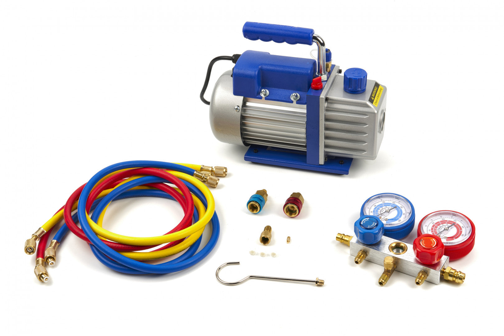 Pompa vuoto per condizionatori con kit manometri condizionatori per HVAC/auto AC, kit ricarica aria condizionata per R134a, R22, R12 R502 refrigeranti, pompa per vuoto con manometro a 2 vie per aria condizionata