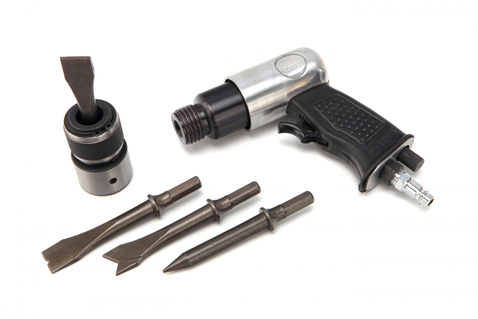 Kit martello pneumatico, martello pneumatico per autoveicoli e officine, carrelli alimentati ad aria, con 4 scalpelli, 4500 rpm, HBM Machines Olanda