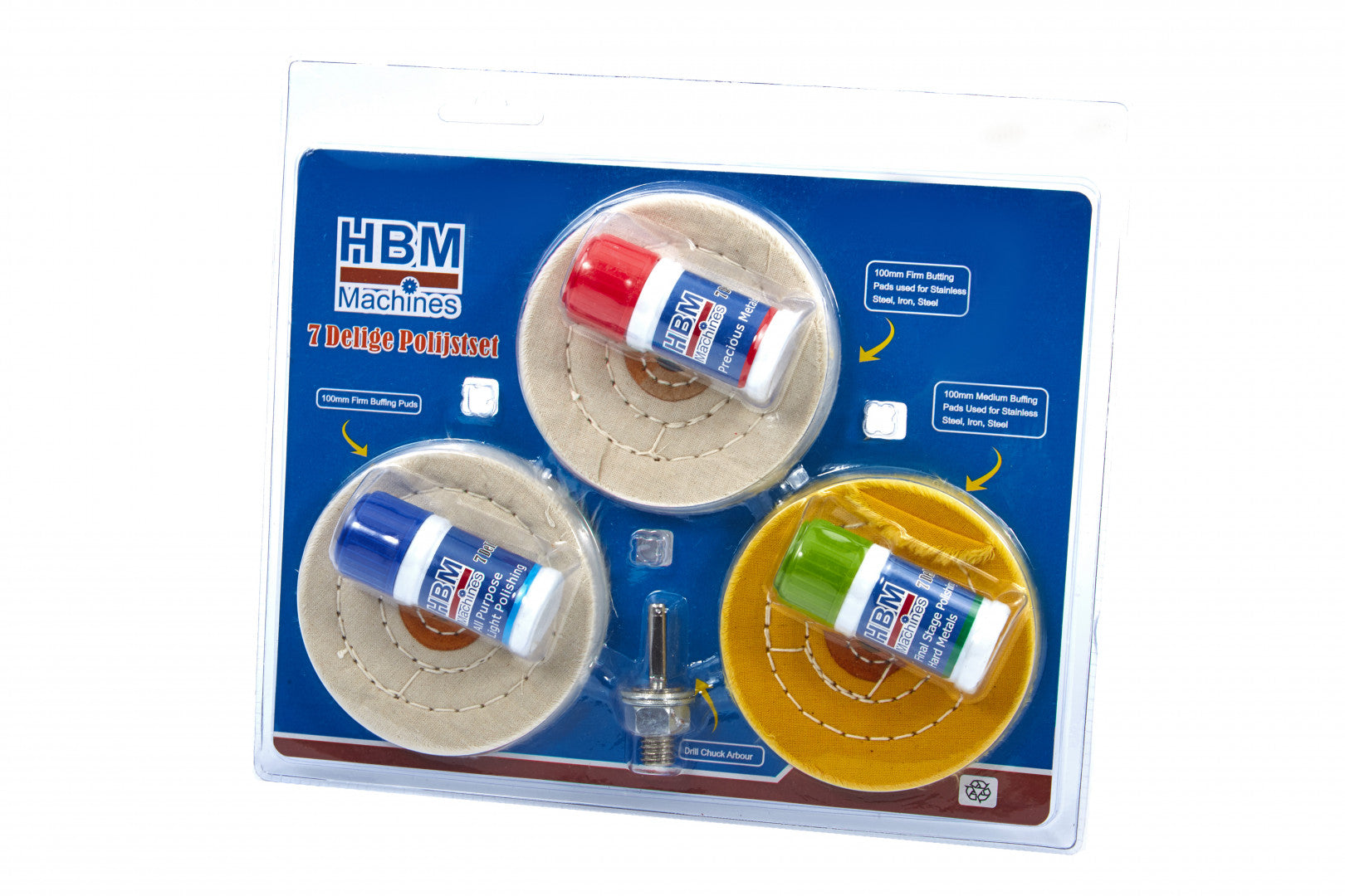 Kit per lucidare, disco abrasivo pasta abrasiva per pulire polish, kit lucidatura 3 pasta abrasiva lucidante e 2 disco lucidatura, dischi per lucidare, 7 pezzi Hbm
