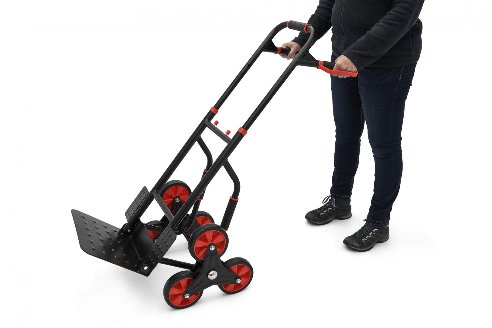 Carrello portapacchi pieghevole 300kg pneumatici maniglie ergonomiche carrellino con ruote portatutto carrelli a mano saliscale in acciaio trasloco porta sacchi trasporto carichi pesanti, modello 2 Hbm