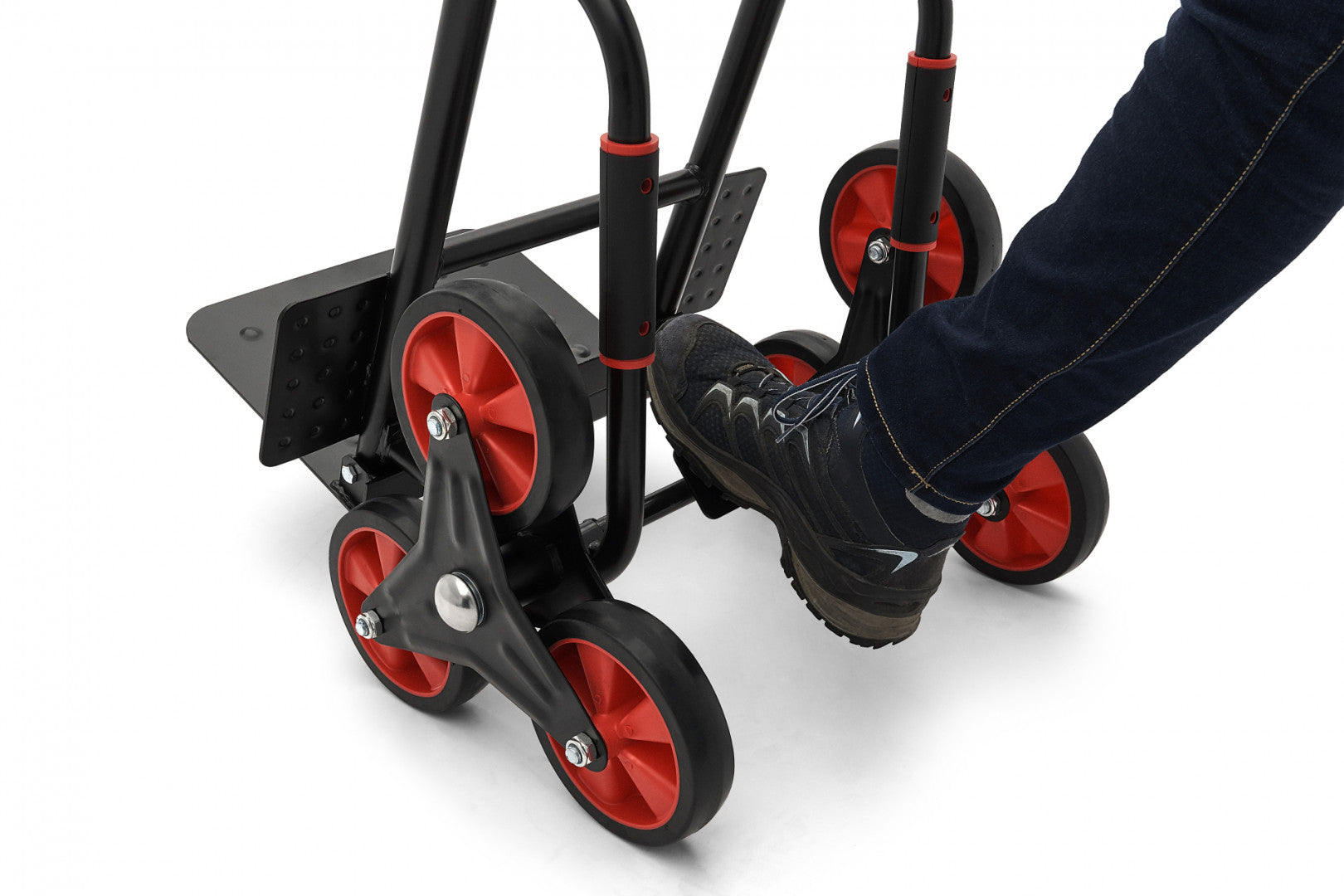 Carrello portapacchi pieghevole 300kg pneumatici maniglie ergonomiche carrellino con ruote portatutto carrelli a mano saliscale in acciaio trasloco porta sacchi trasporto carichi pesanti, modello 2 Hbm