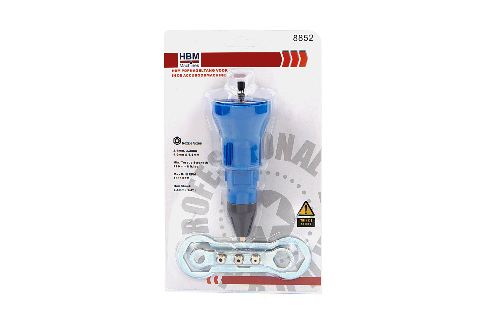Adattatore per pistola rivettatrice per rivetti ciechi M3–M10 per avvitatori e trapani a batteria HBM