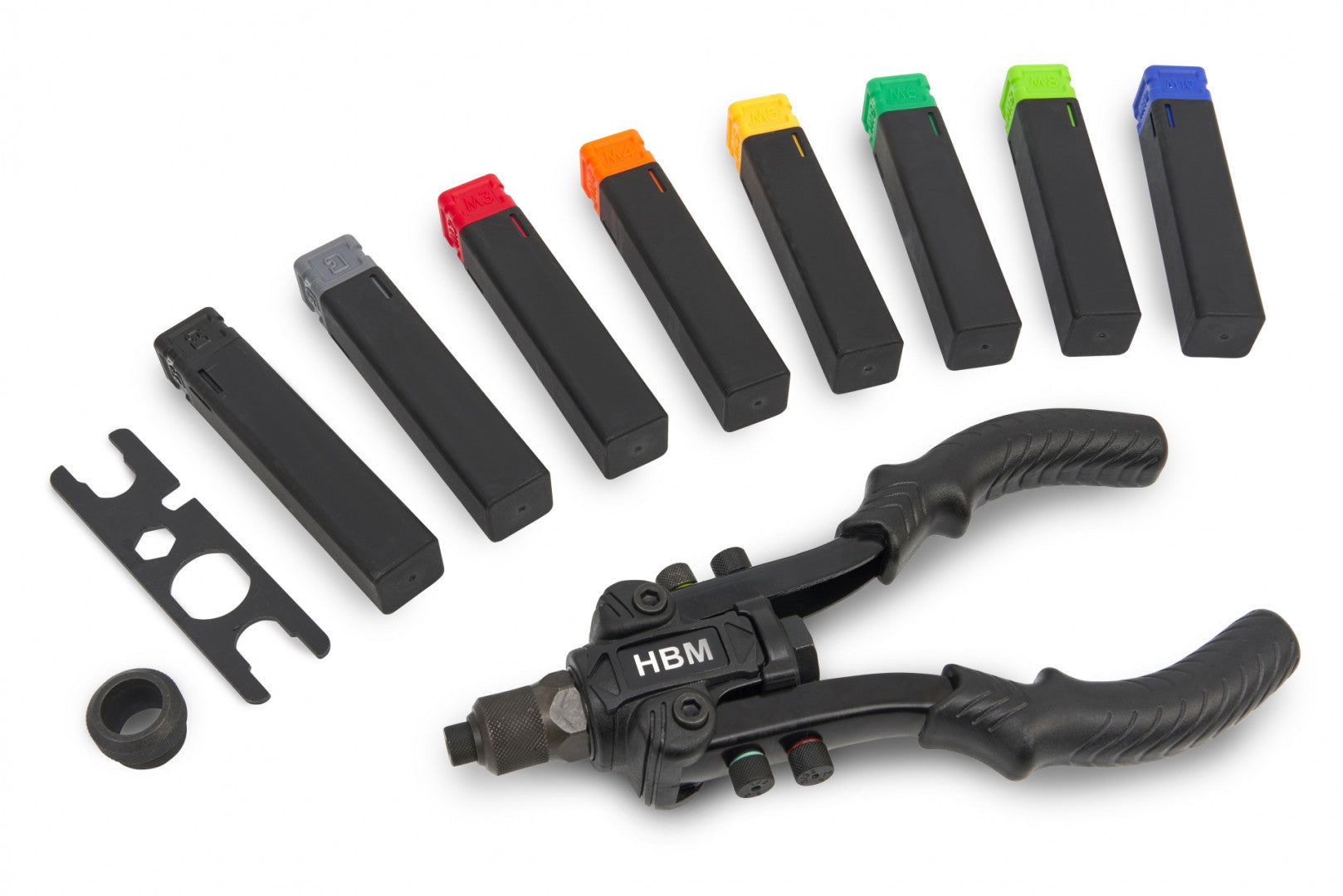 Pinza professionale per rivettatura rivetti a strappo e inserti filettati Hbm