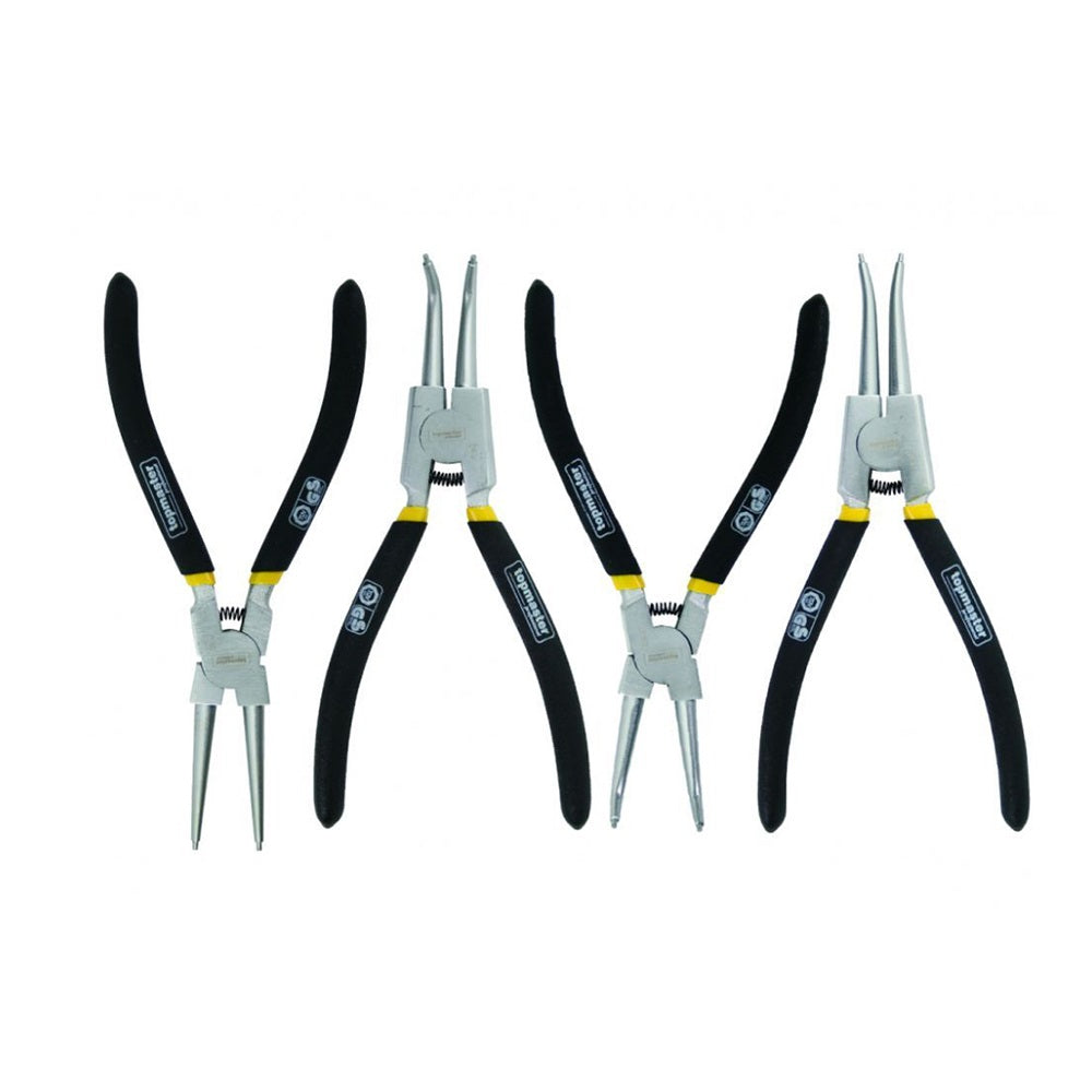Set di pinze Seeger - con molle resistenti, manici, in acciaio Cr-V, 4 pezzi, 6" 150 mm Topmaster