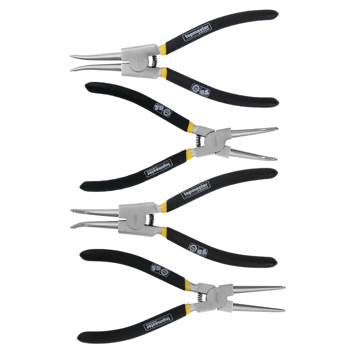 Set di pinze Seeger - con molle resistenti, manici, in acciaio Cr-V, 4 pezzi, 6" 150 mm Topmaster
