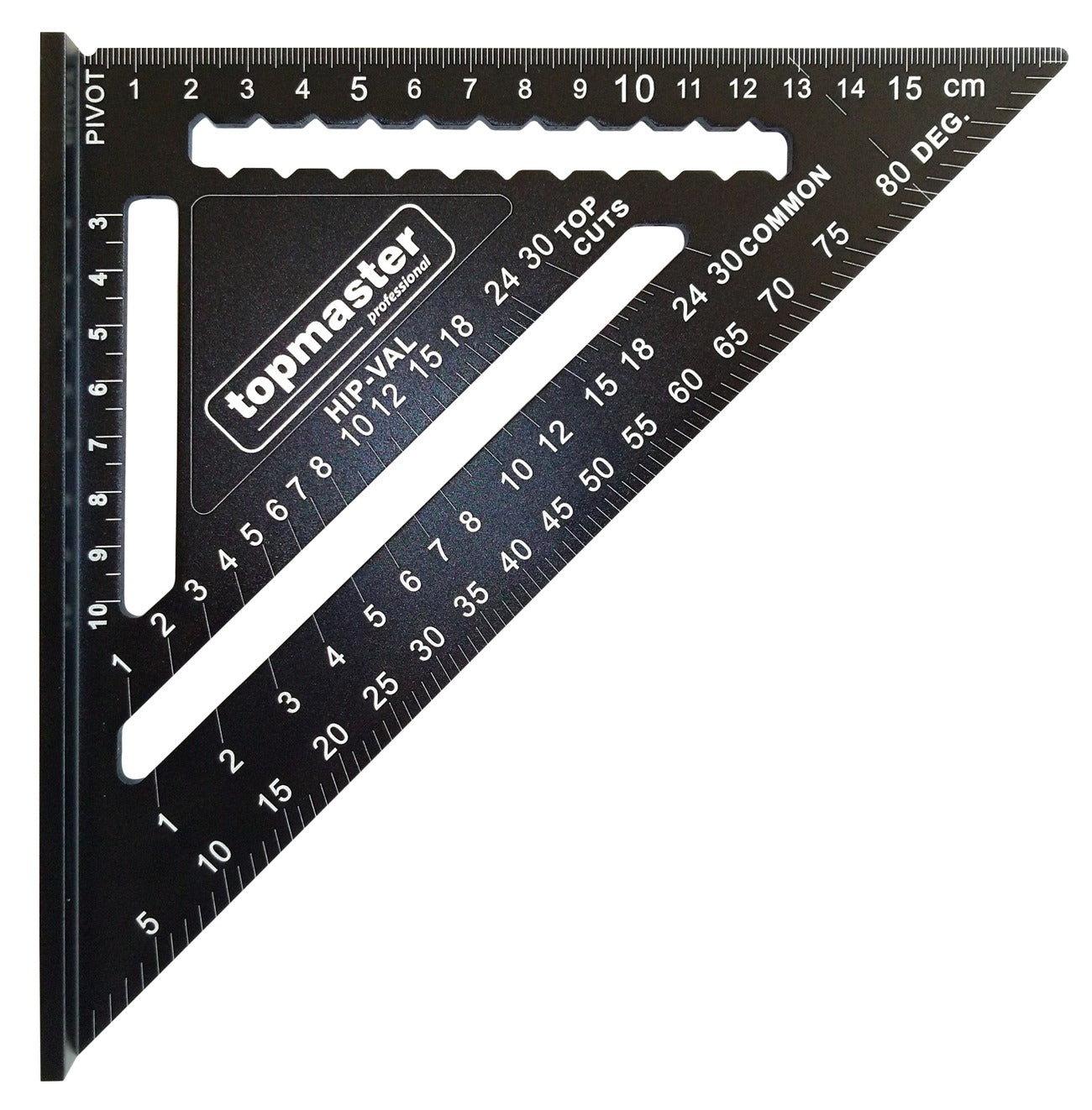 Squadra da falegname professionale - utensili per la lavorazione del legno di alta qualità, squadra per carpentiere, squadra metrica professionale, 7" 178mm - squadra per misurazioni rapide, nera, Topmaster
